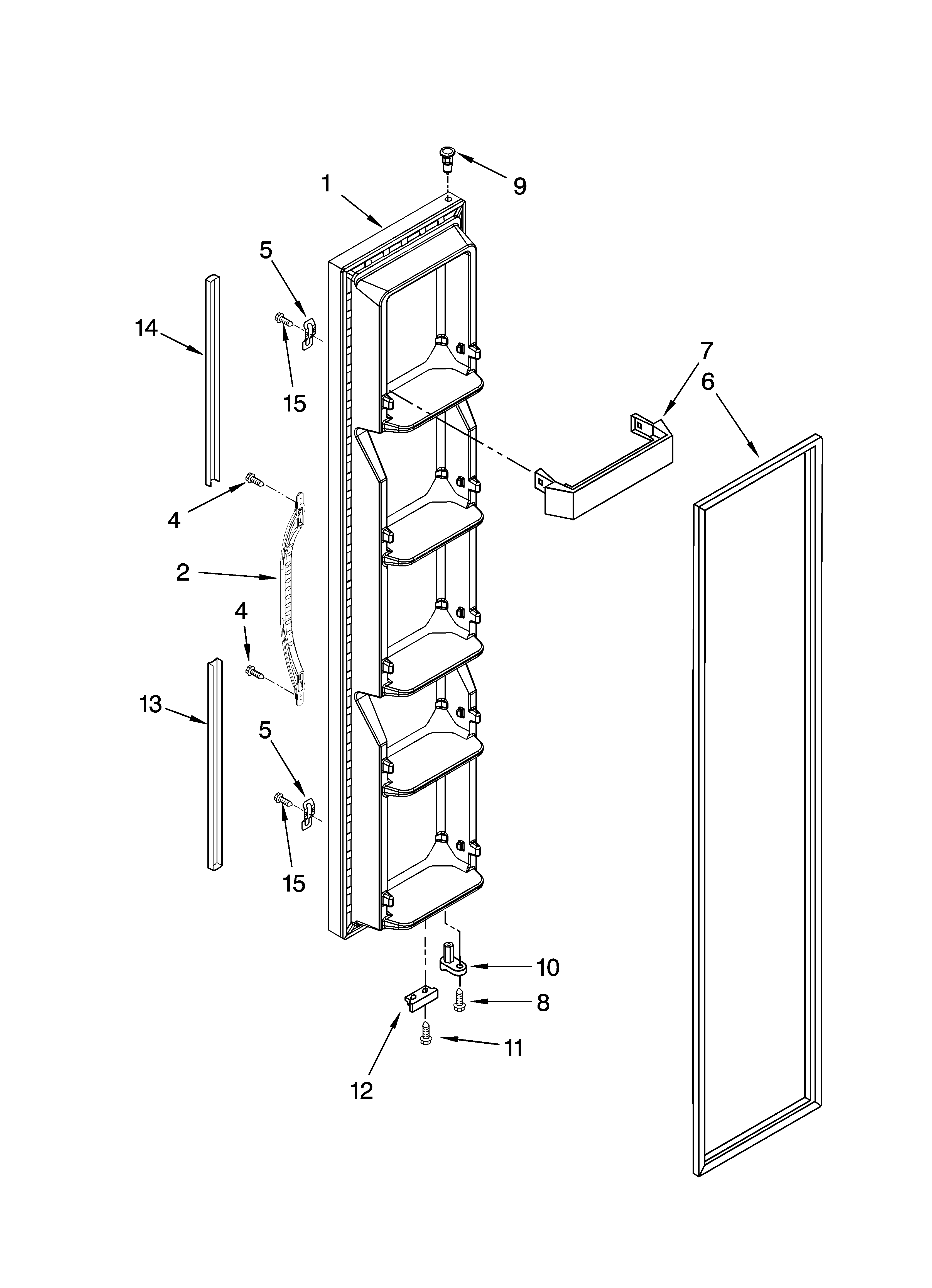 Whirlpool 5ED2FHKXRL05 freezer door parts diagram
