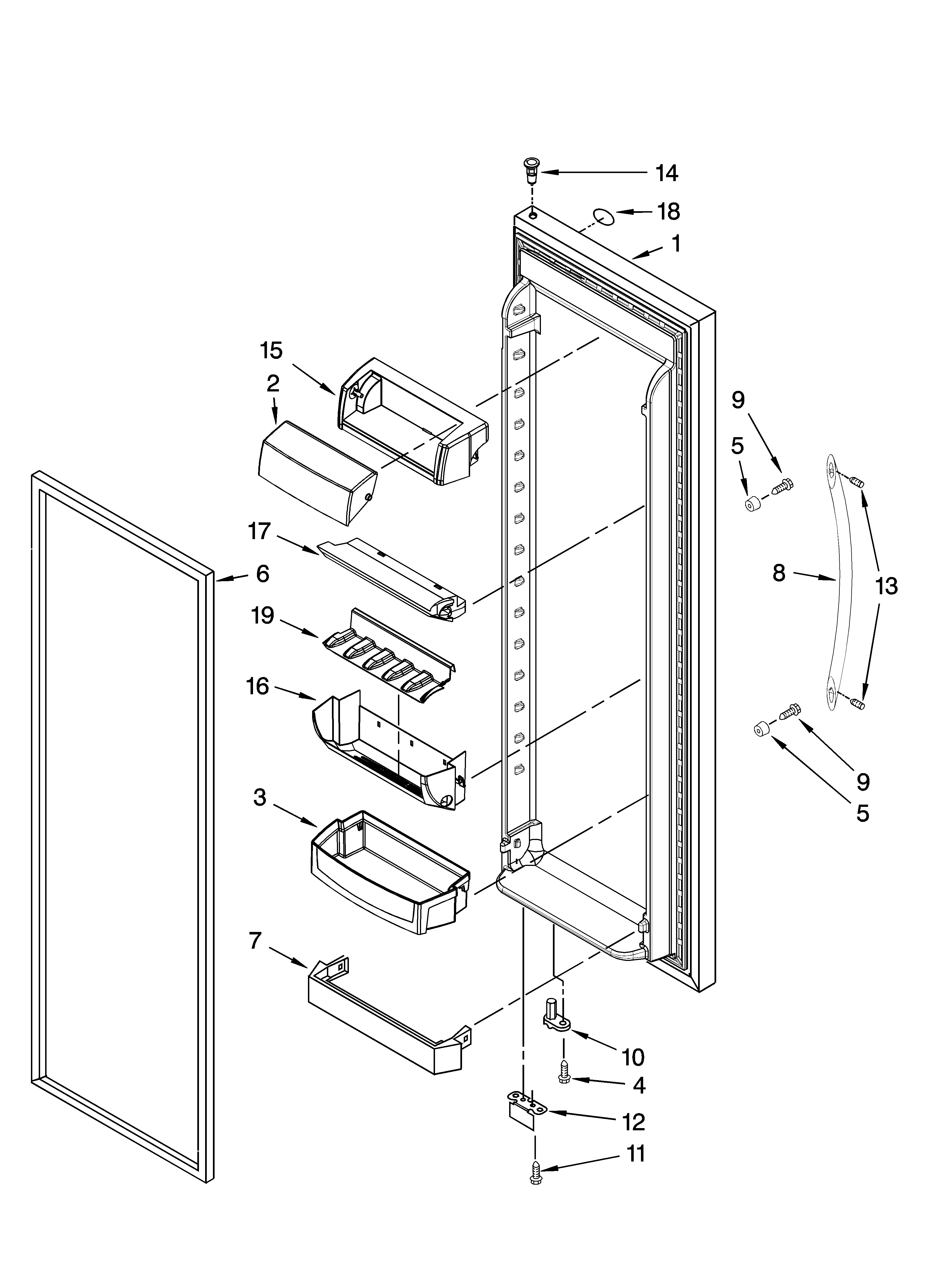 Whirlpool GD5NVAXSS02 refrigerator door parts diagram