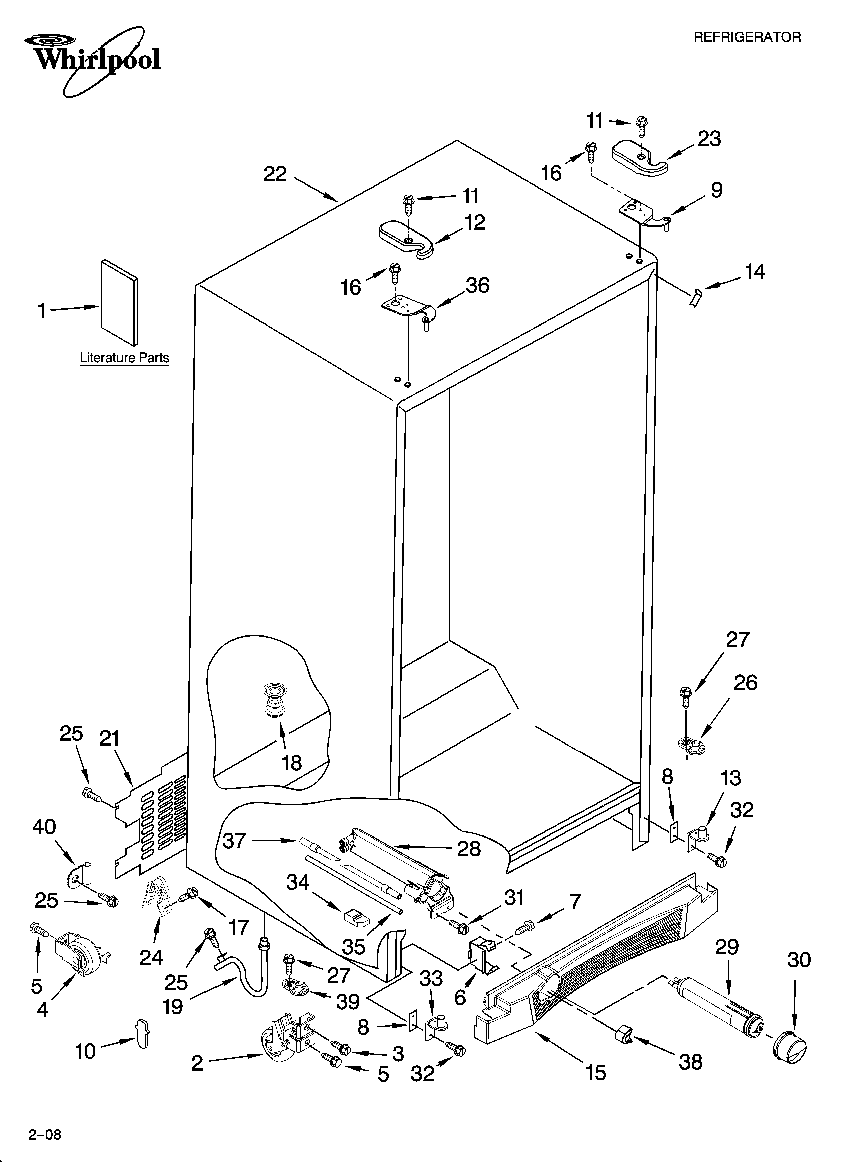 Whirlpool GF6NFEXTQ01 cabinet parts diagram