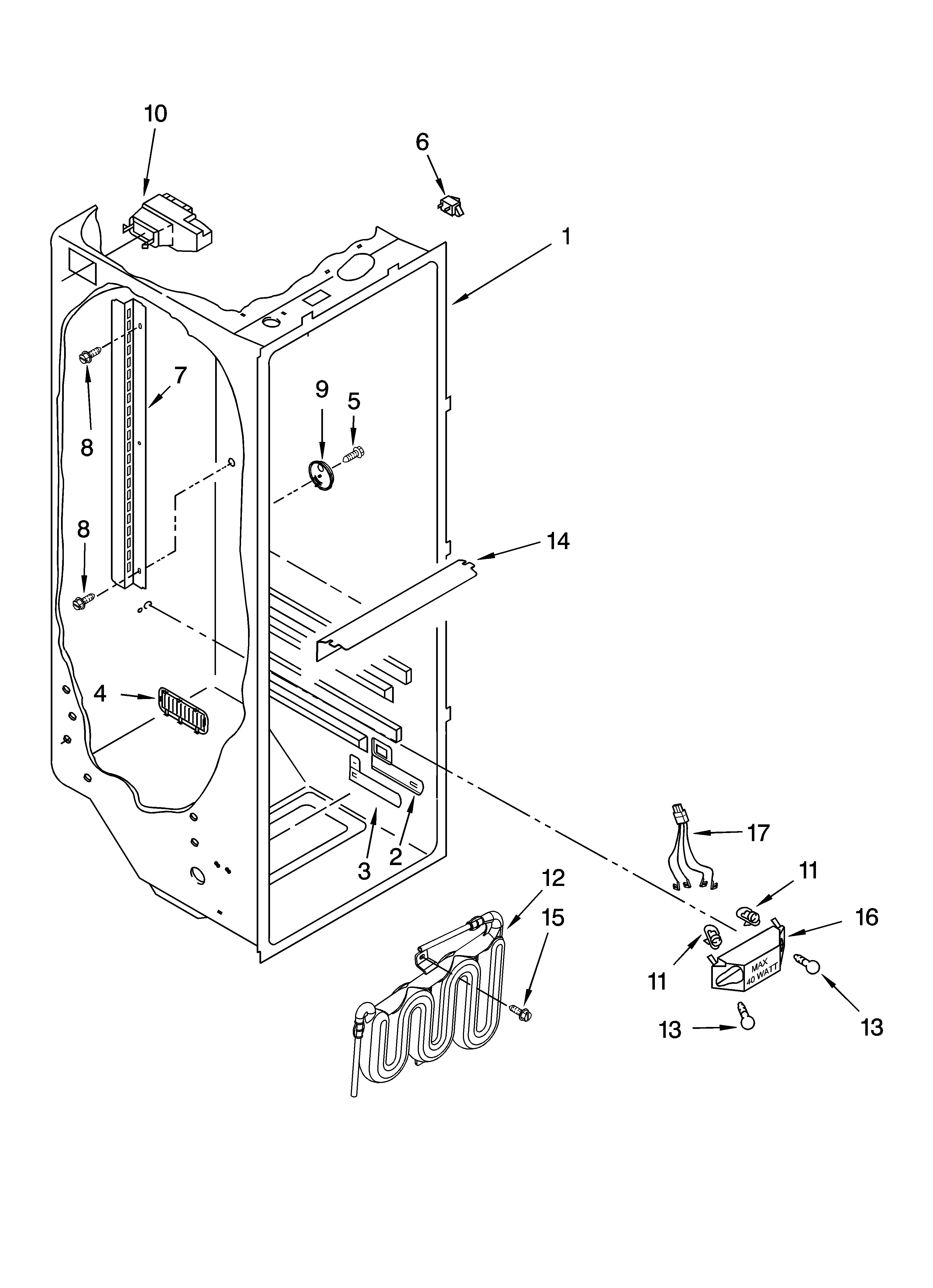 Whirlpool GF6NFEXTQ01 refrigerator liner parts diagram