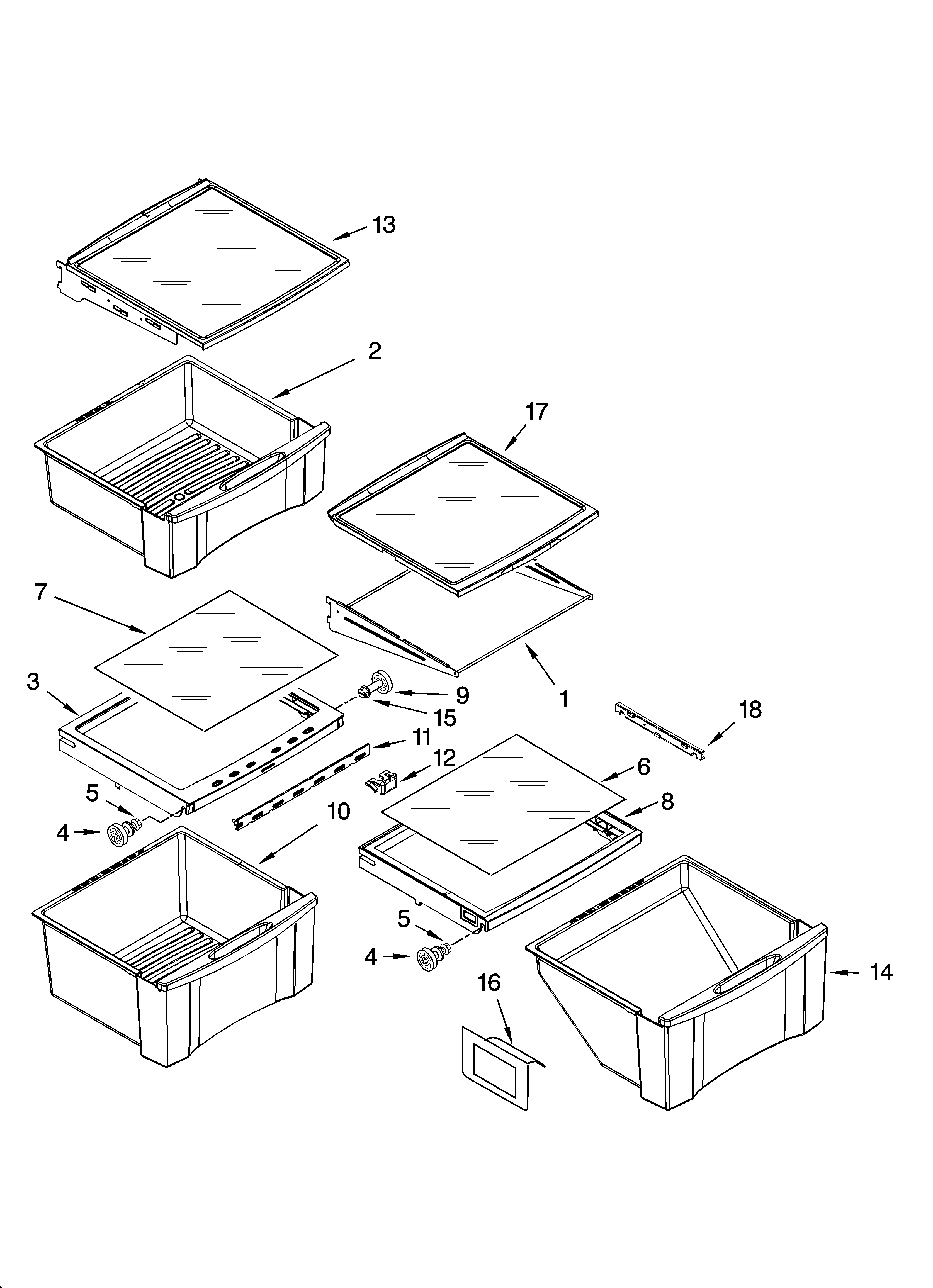 Whirlpool GF6NFEXTQ01 refrigerator shelf parts diagram