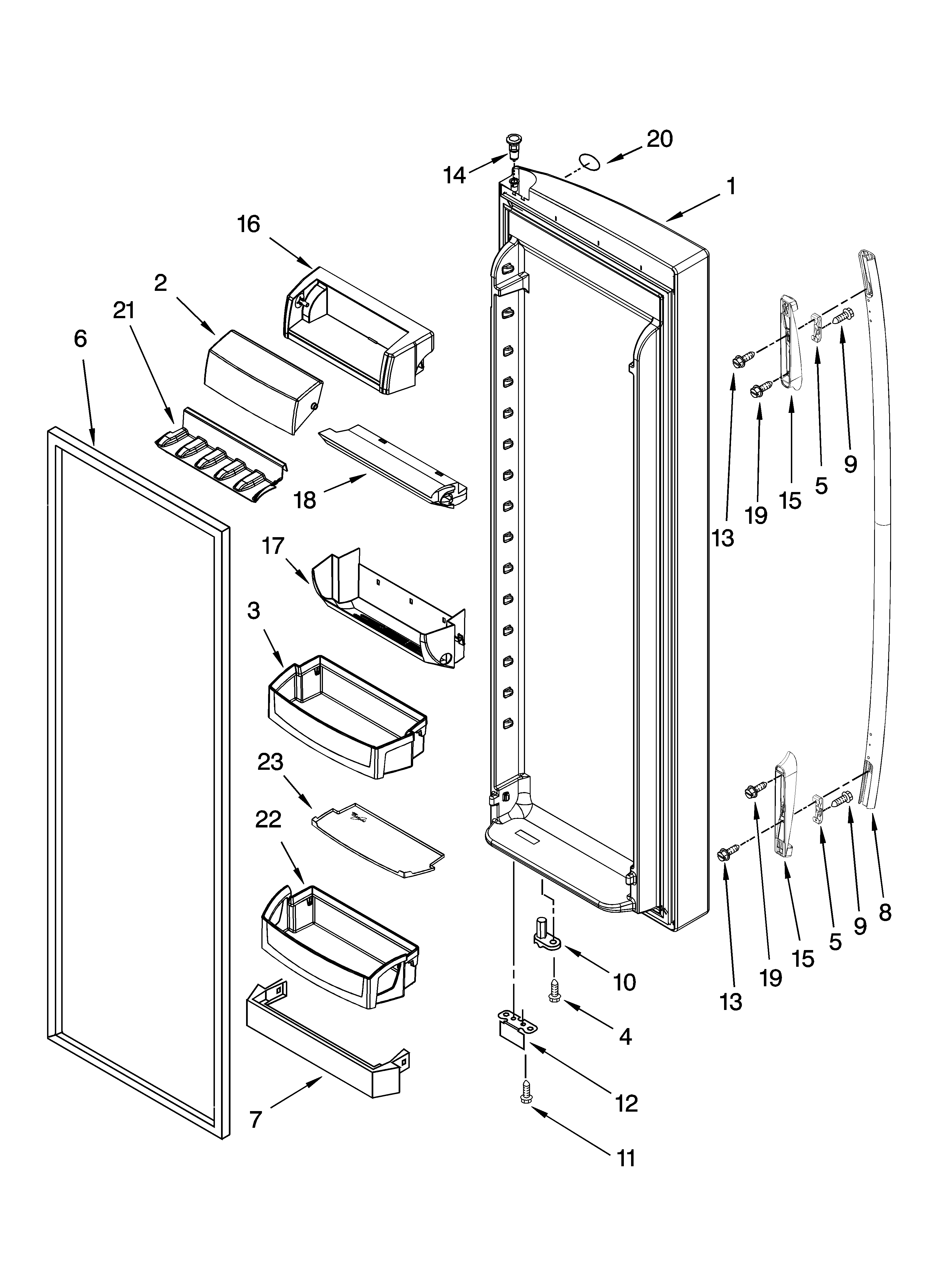 Whirlpool GF6NFEXTQ01 refrigerator door parts diagram