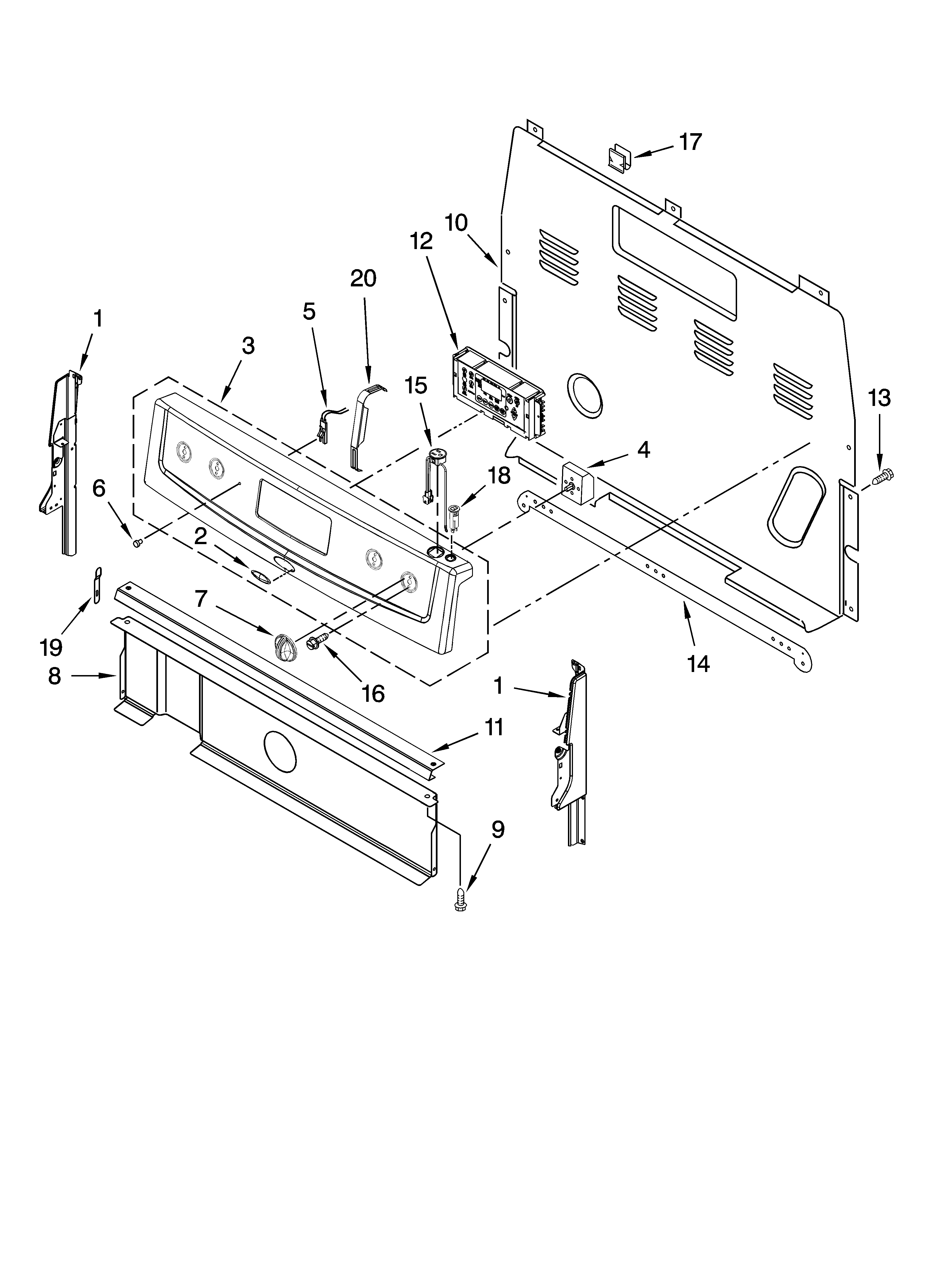 Whirlpool WERE3000SB2 control panel parts diagram