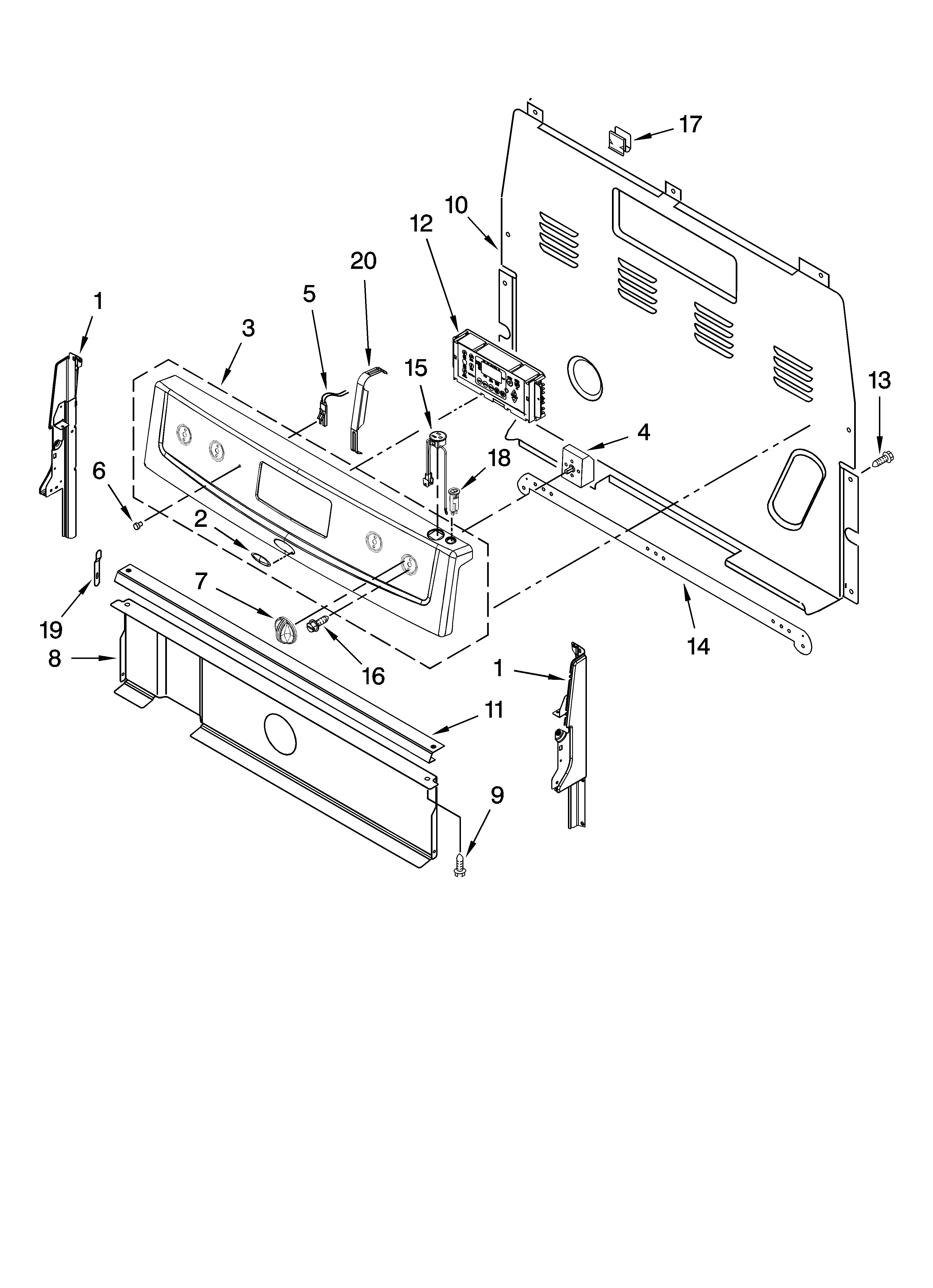 Whirlpool WERP3101SQ2 control panel parts diagram