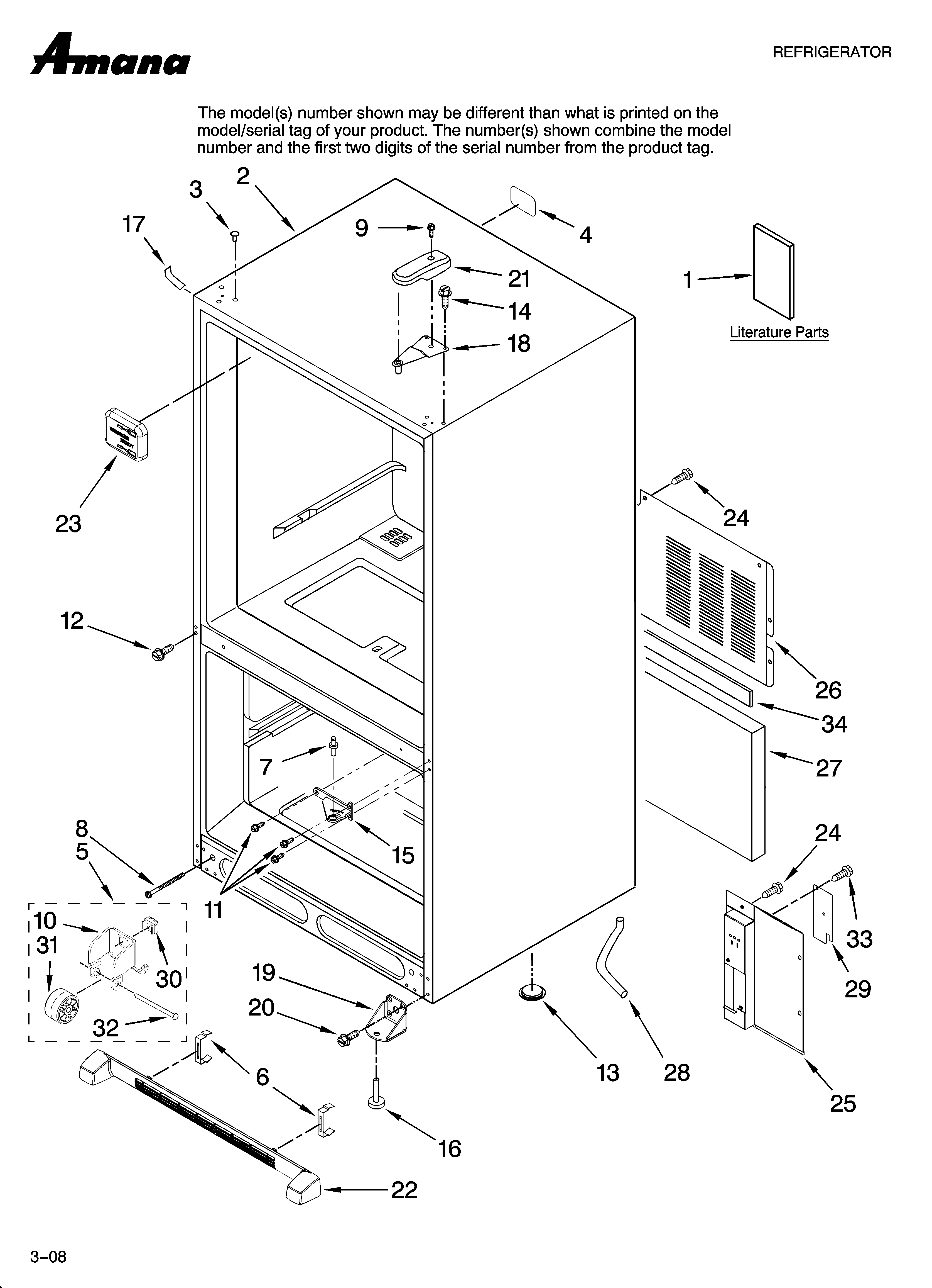 Amana ABB2527DEW14 cabinet parts diagram