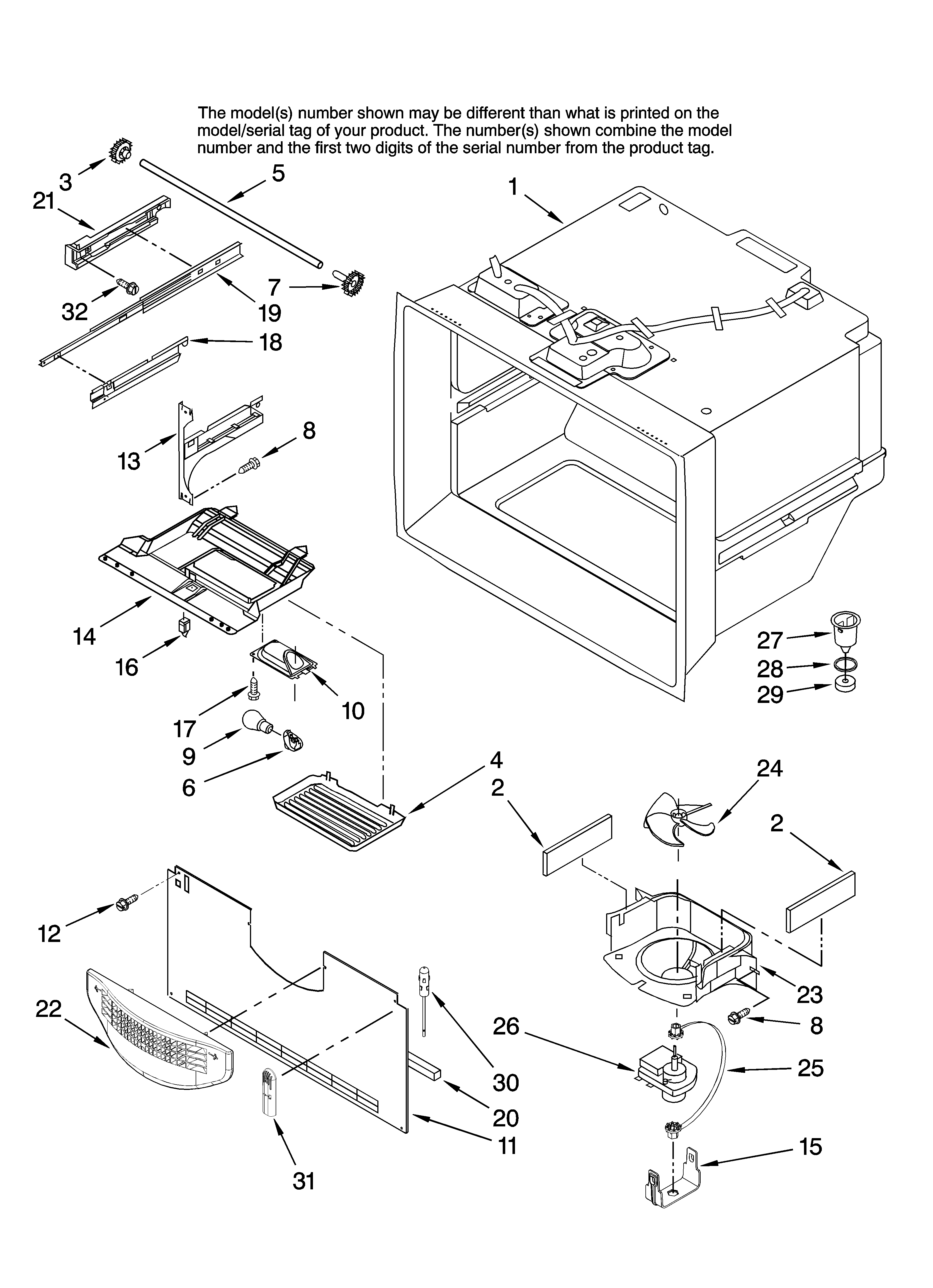 Amana ABB2527DEW14 freezer liner parts diagram