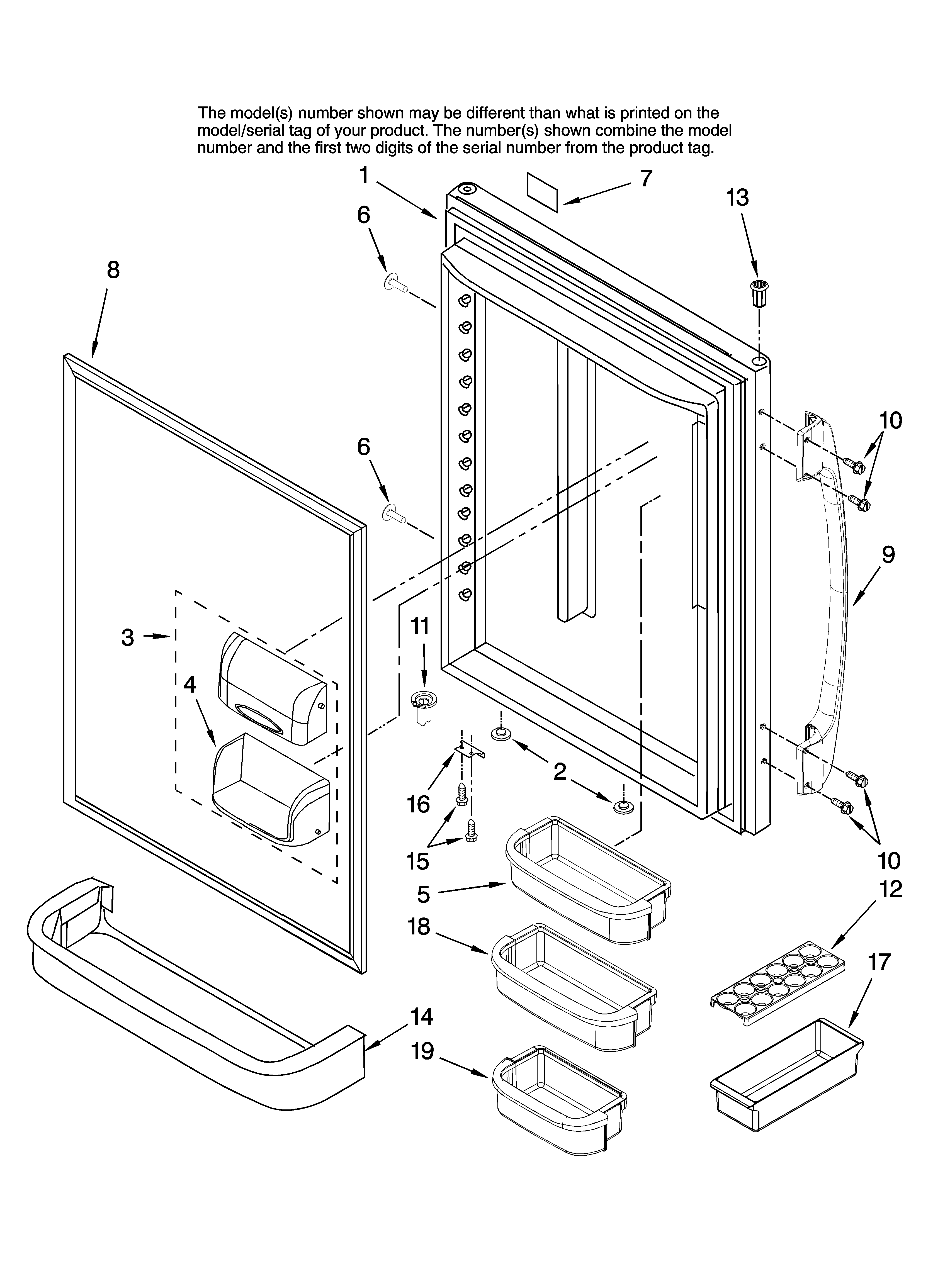 Amana ABB2527DEW14 refrigerator door parts diagram