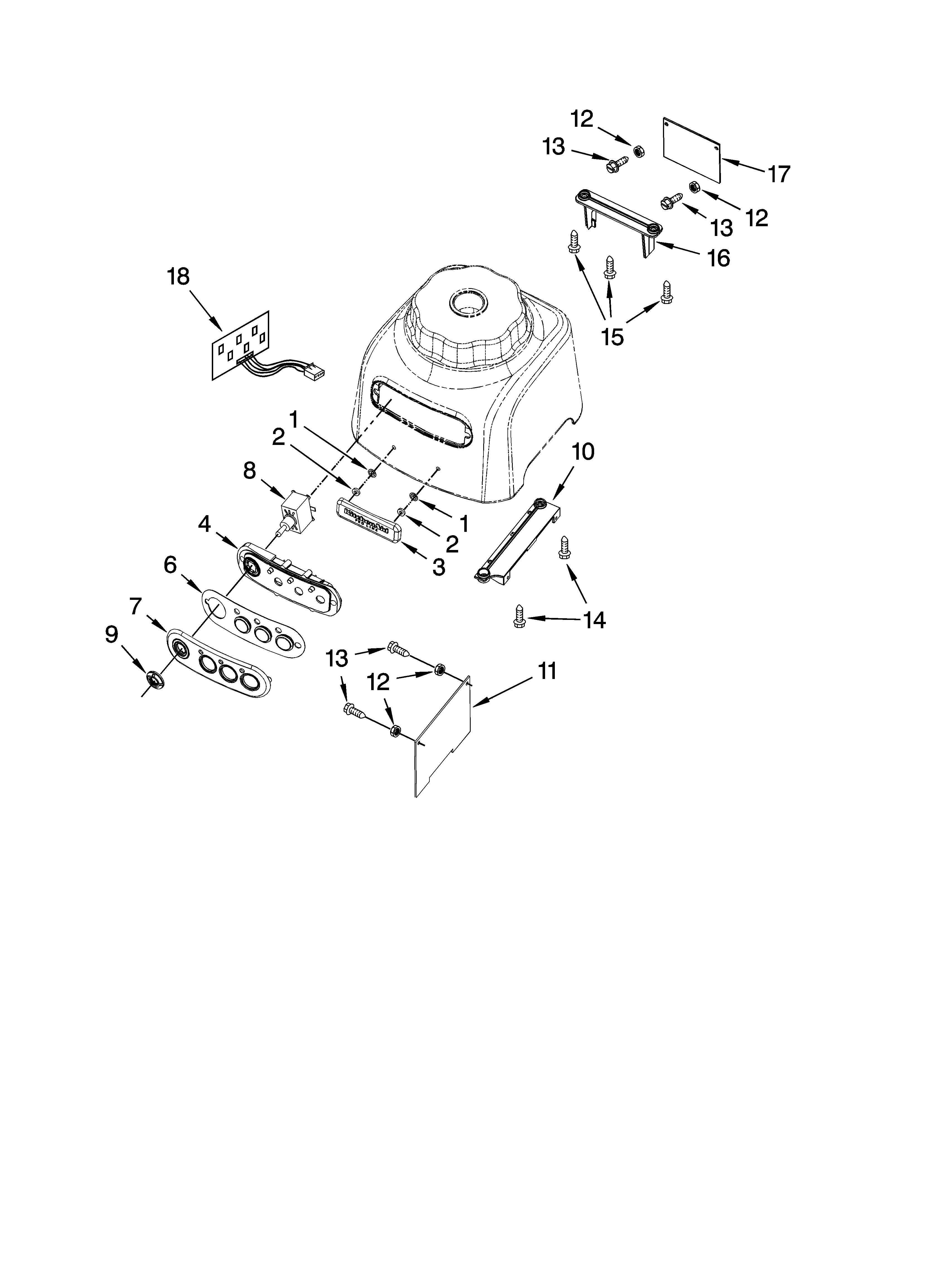 KitchenAid KPCB348PNP1 escutcheon and control parts diagram