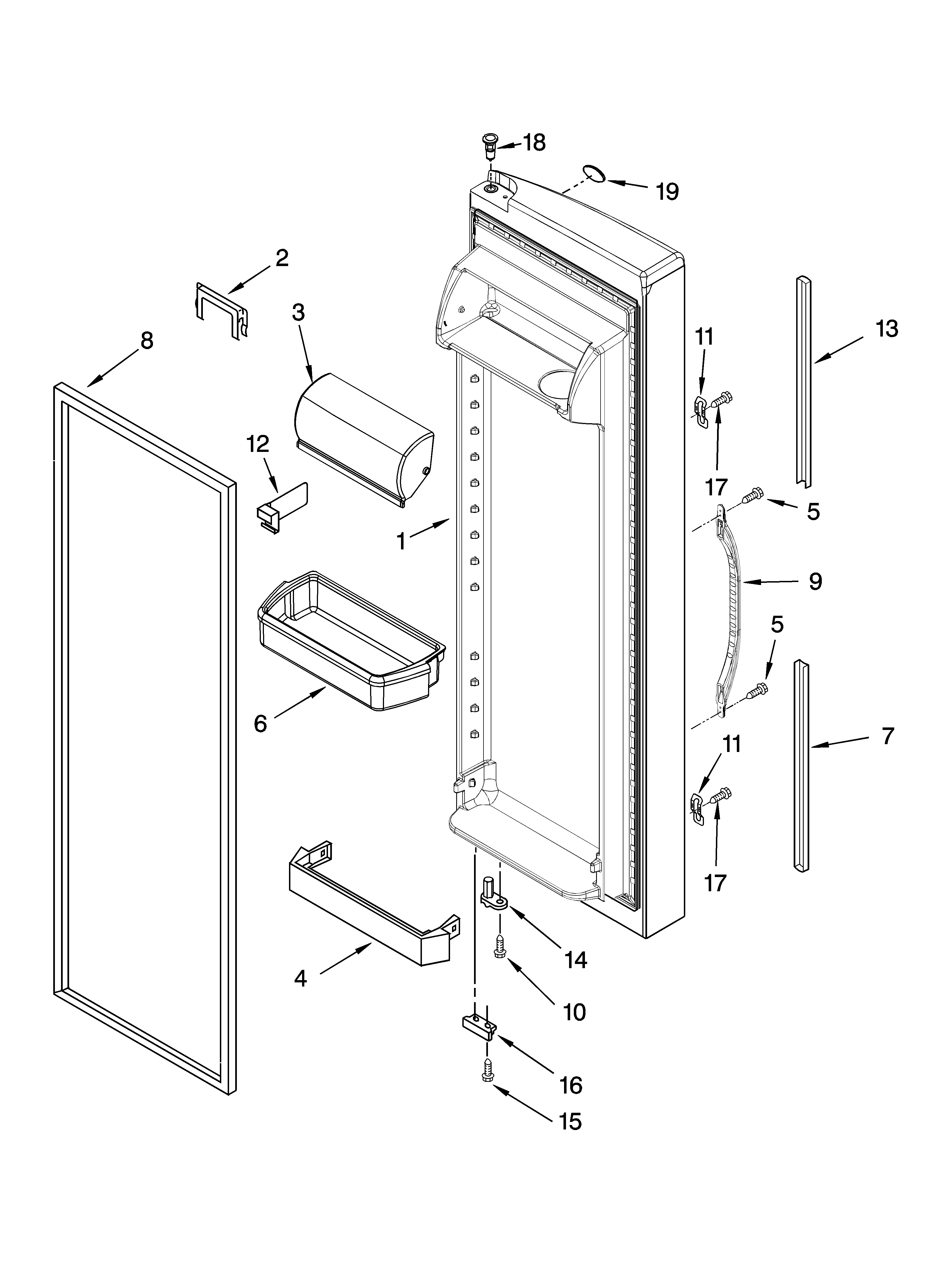 Whirlpool 6ED2FHGXSQ02 refrigerator door parts diagram