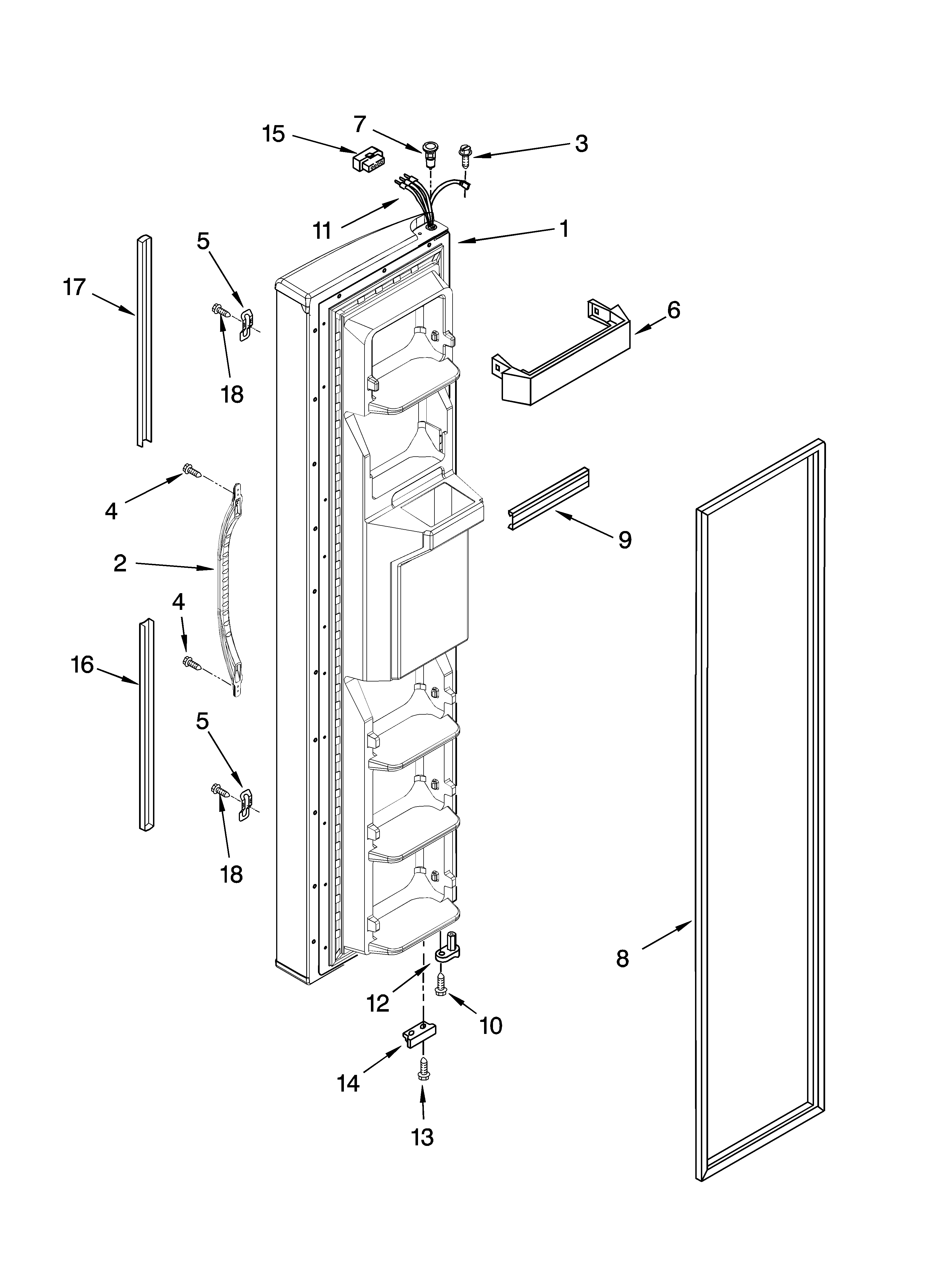 Whirlpool 6ED2FHGXSQ02 freezer door parts diagram