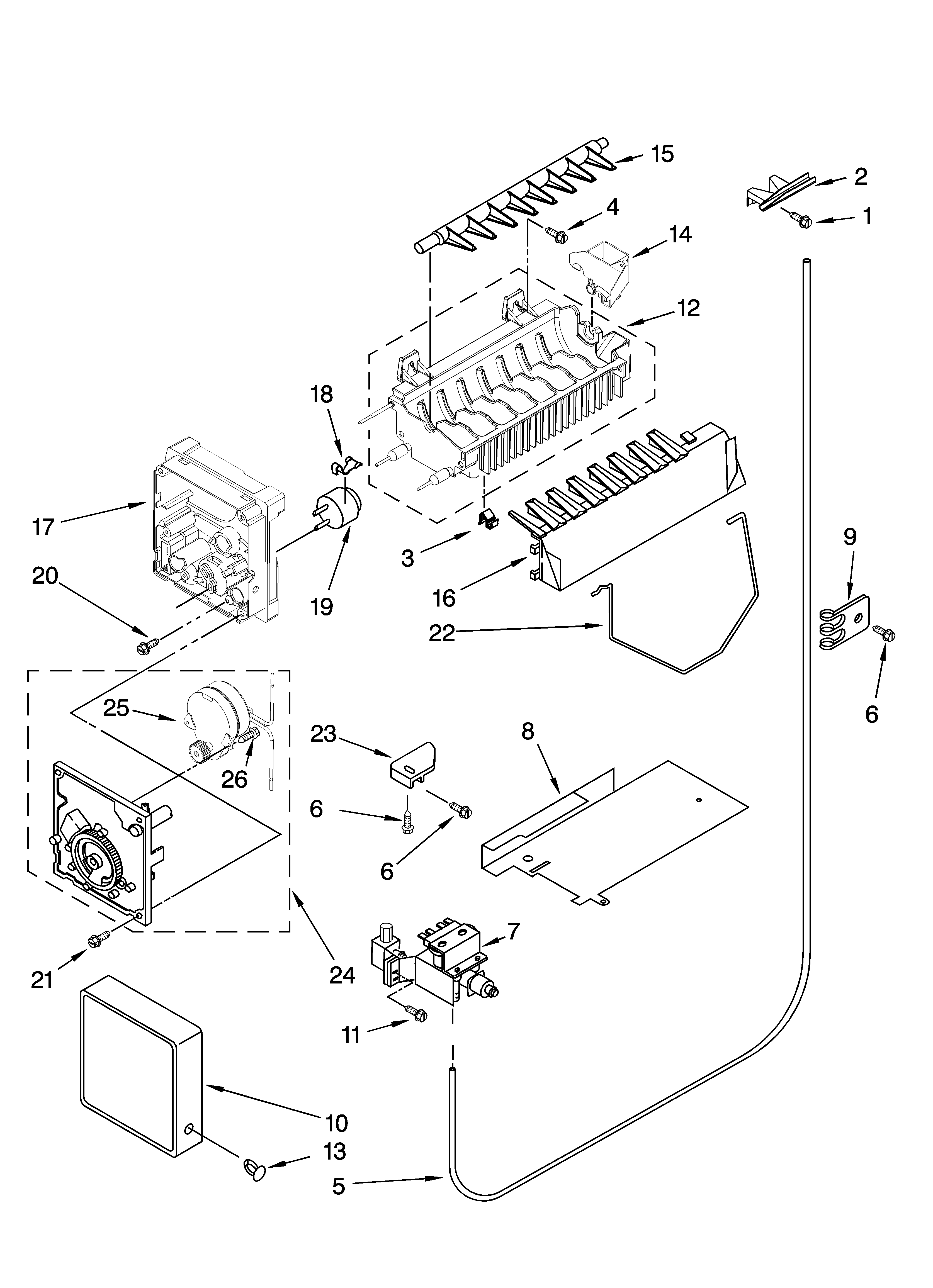 Whirlpool 6ED2FHGXSQ02 icemaker parts diagram