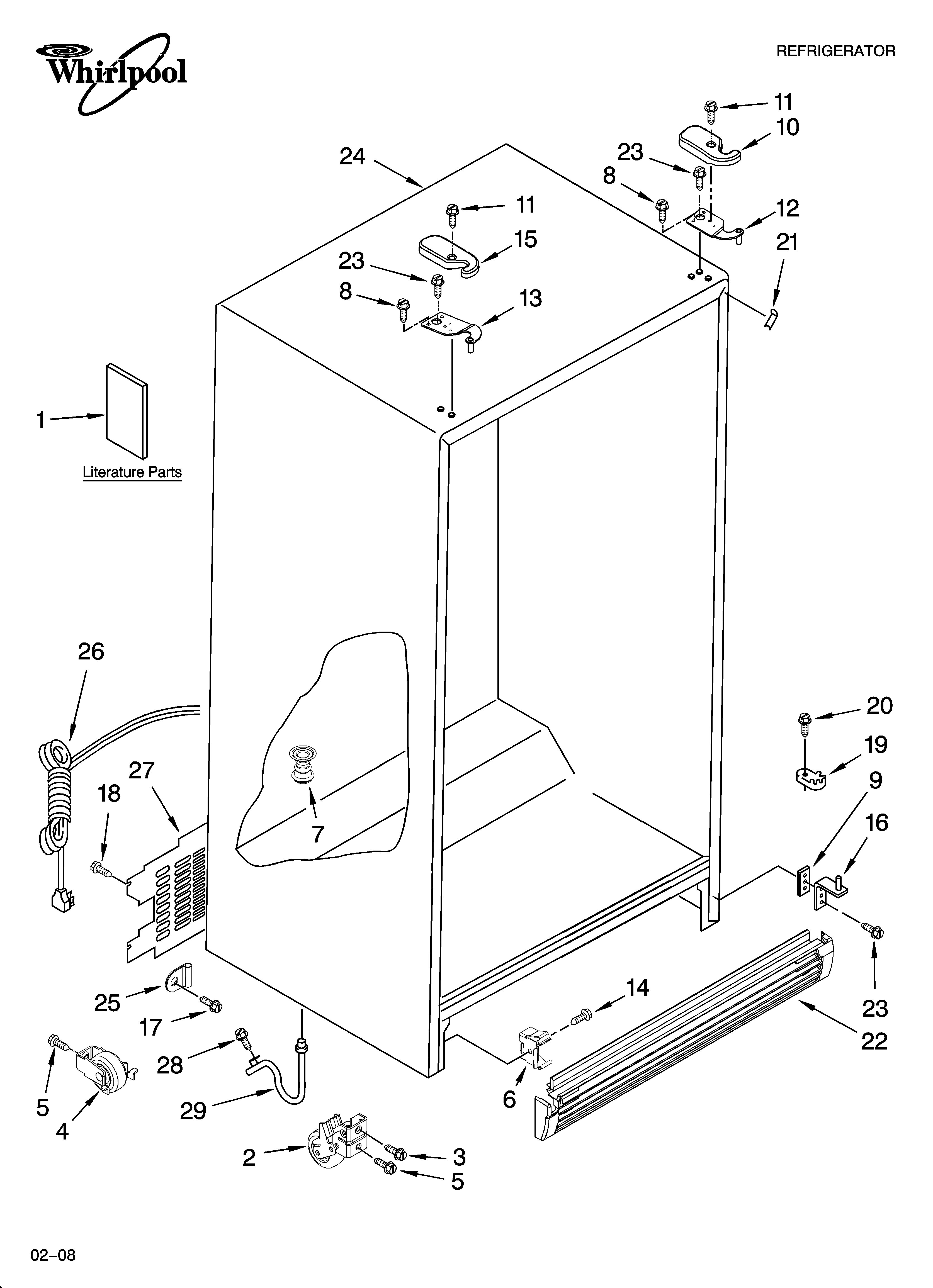 Whirlpool 6ED2FHKXRL06 cabinet parts diagram