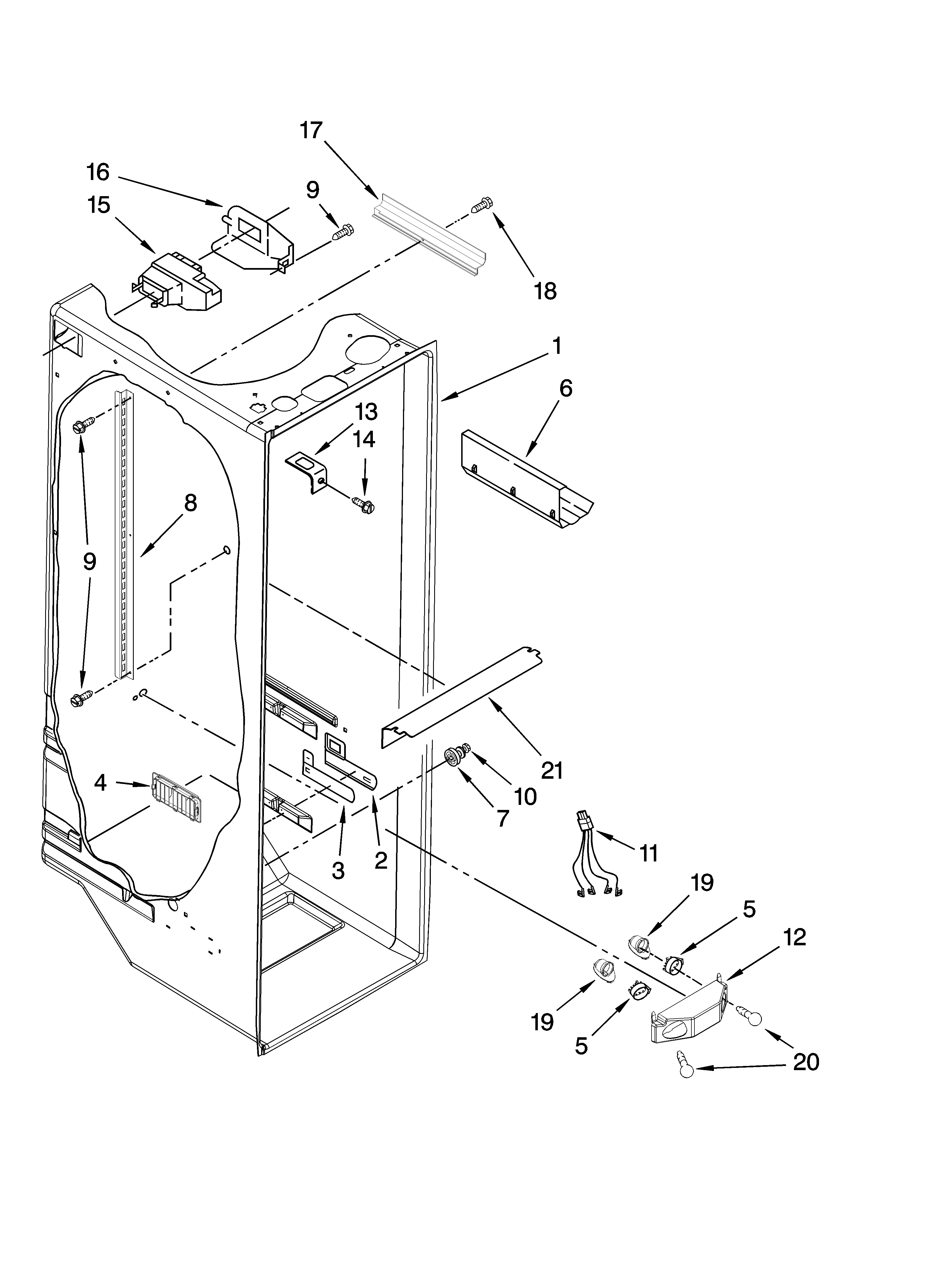 Whirlpool 6ED2FHKXRL06 refrigerator liner parts diagram