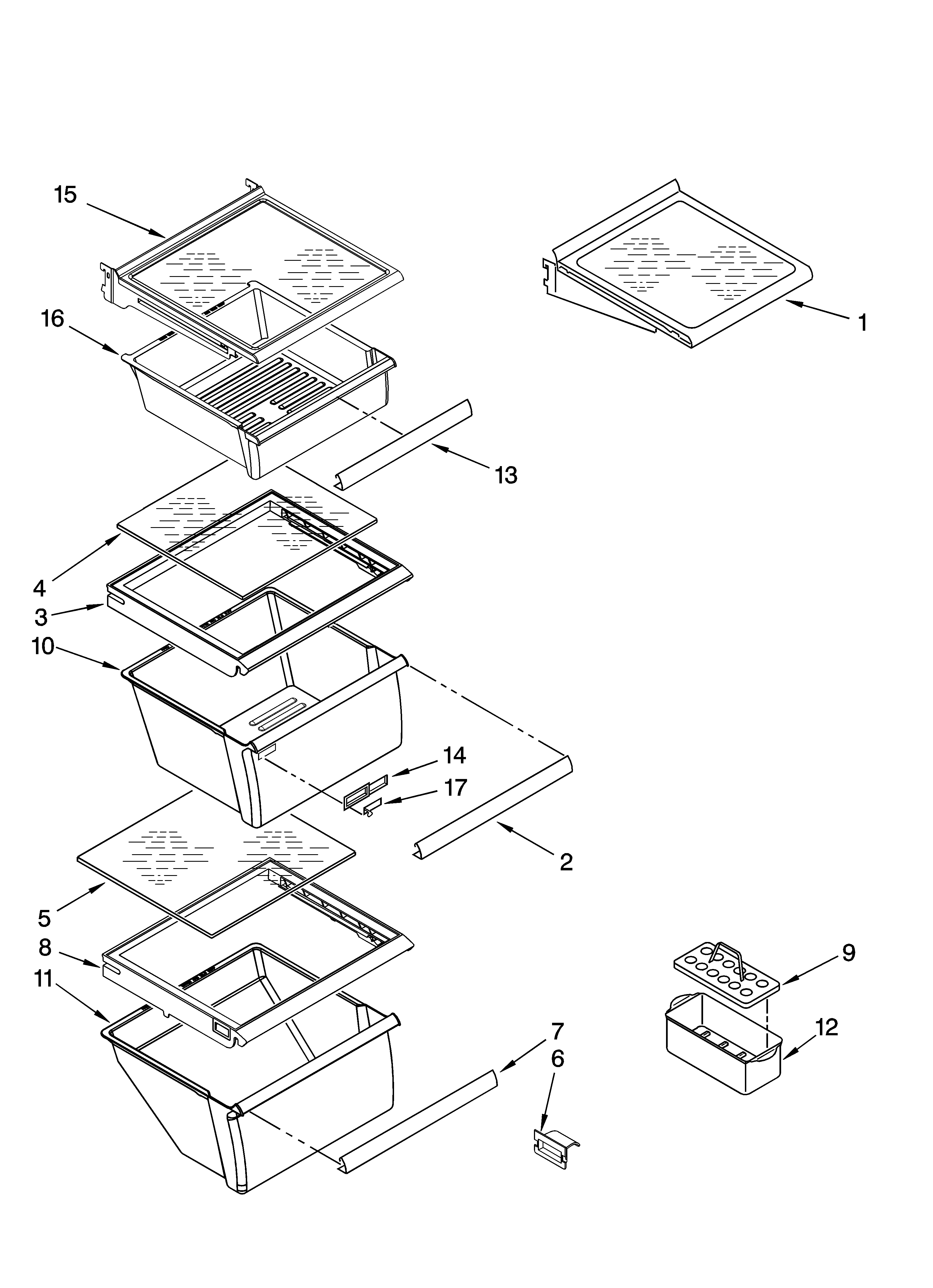 Whirlpool 6ED2FHKXRL06 refrigerator shelf parts diagram