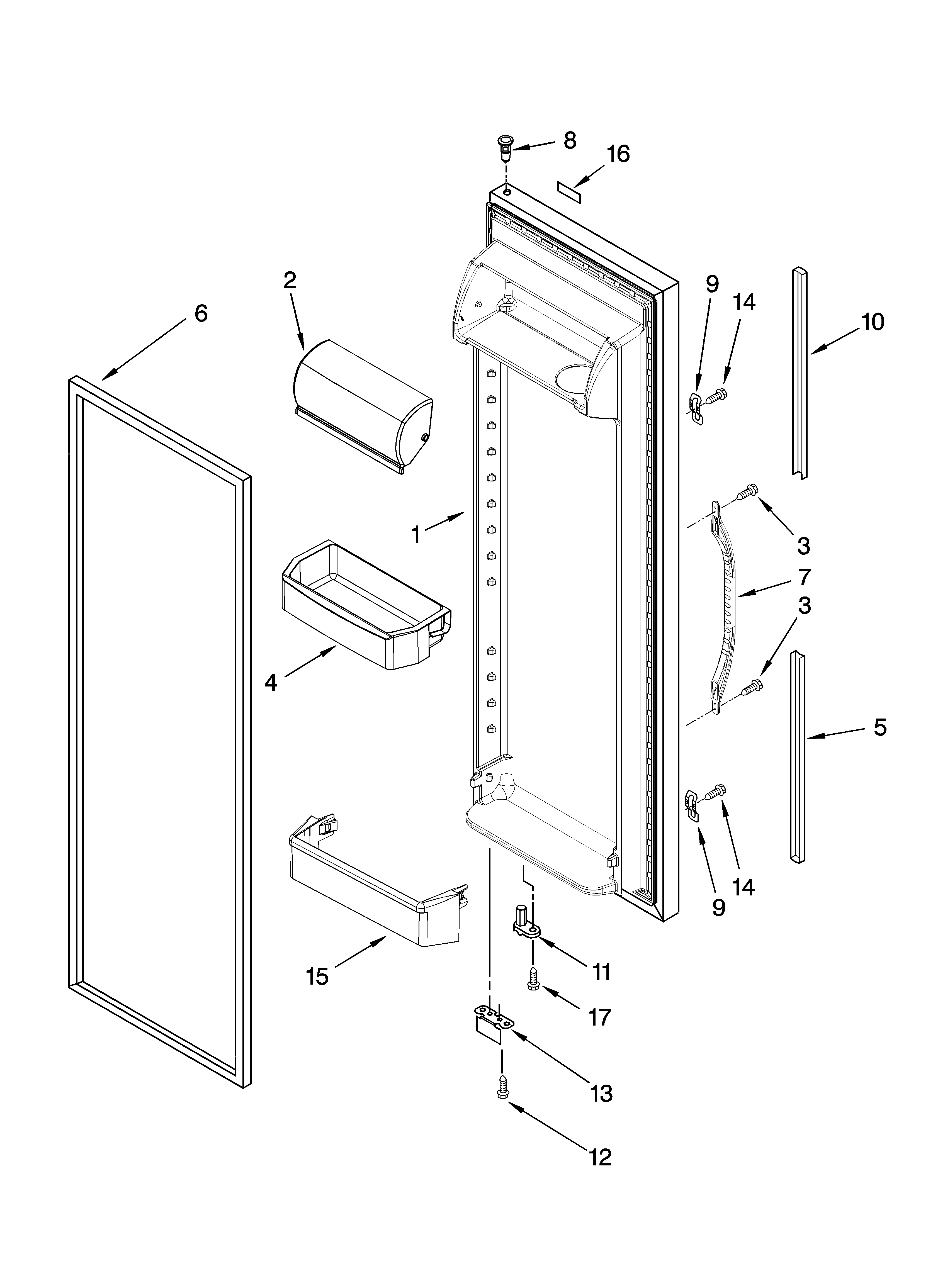 Whirlpool 6ED2FHKXRL06 refrigerator door parts diagram