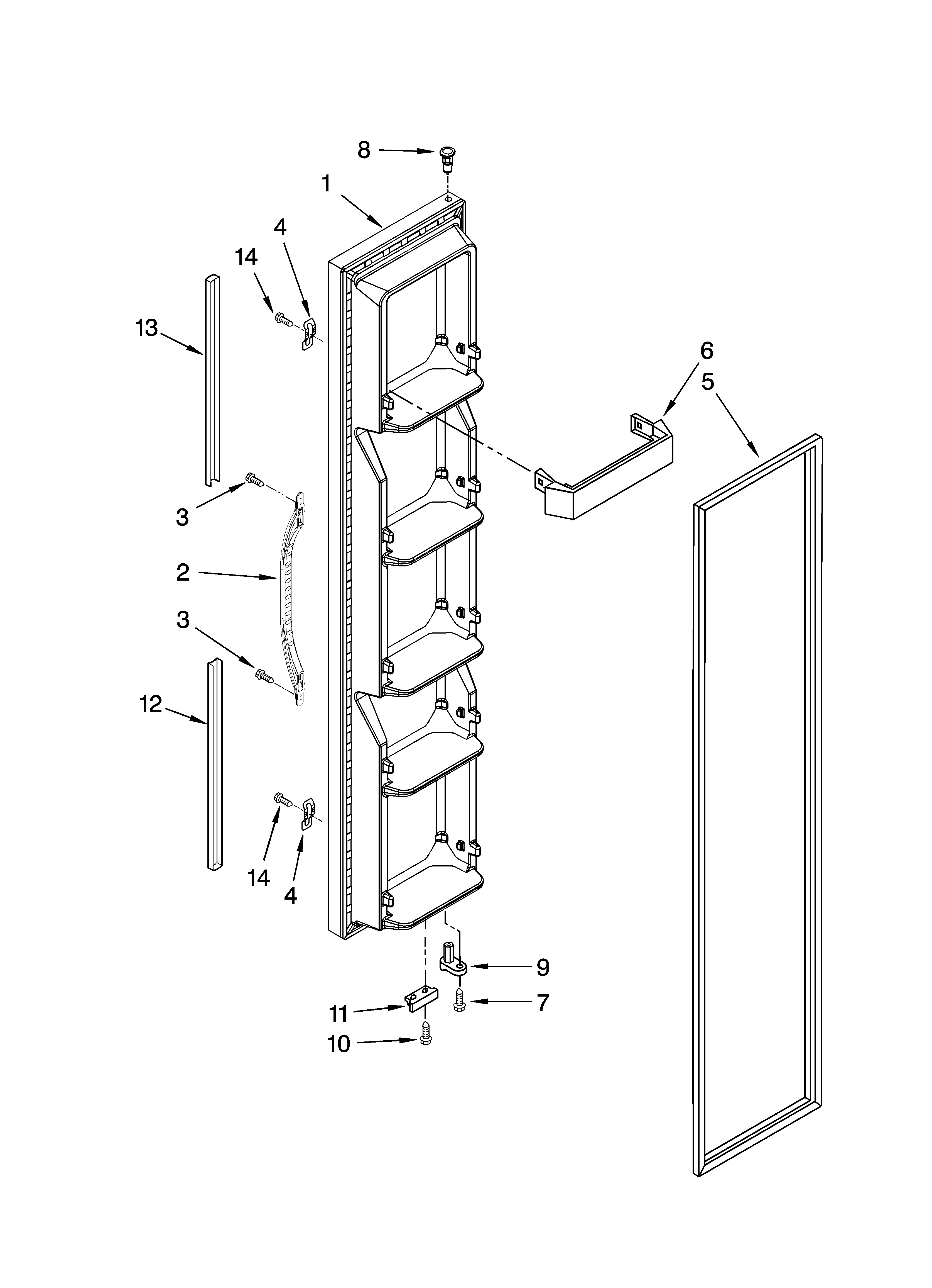 Whirlpool 6ED2FHKXRL06 freezer door parts diagram