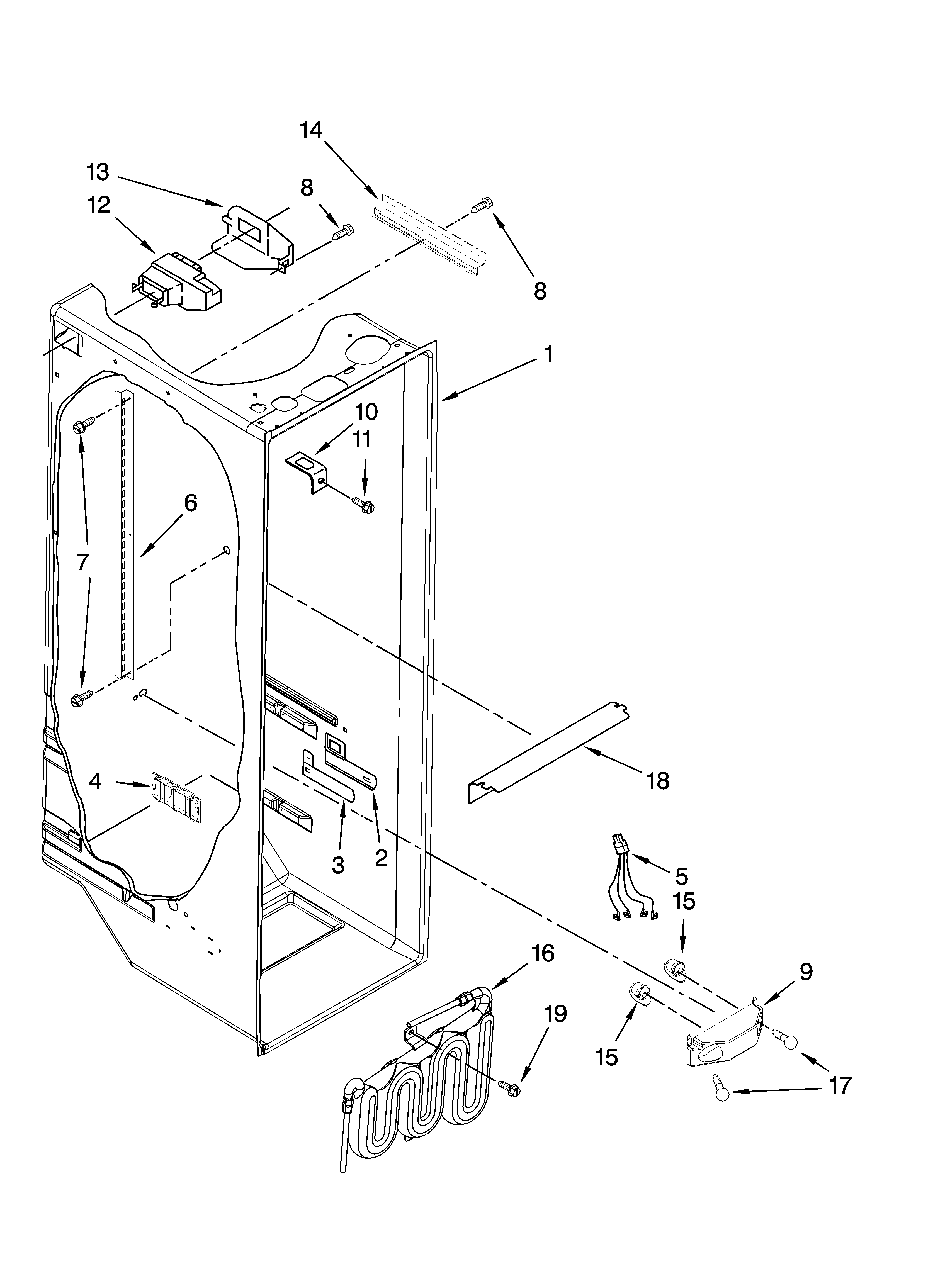 Whirlpool ED2FHAXSB05 refrigerator liner parts diagram
