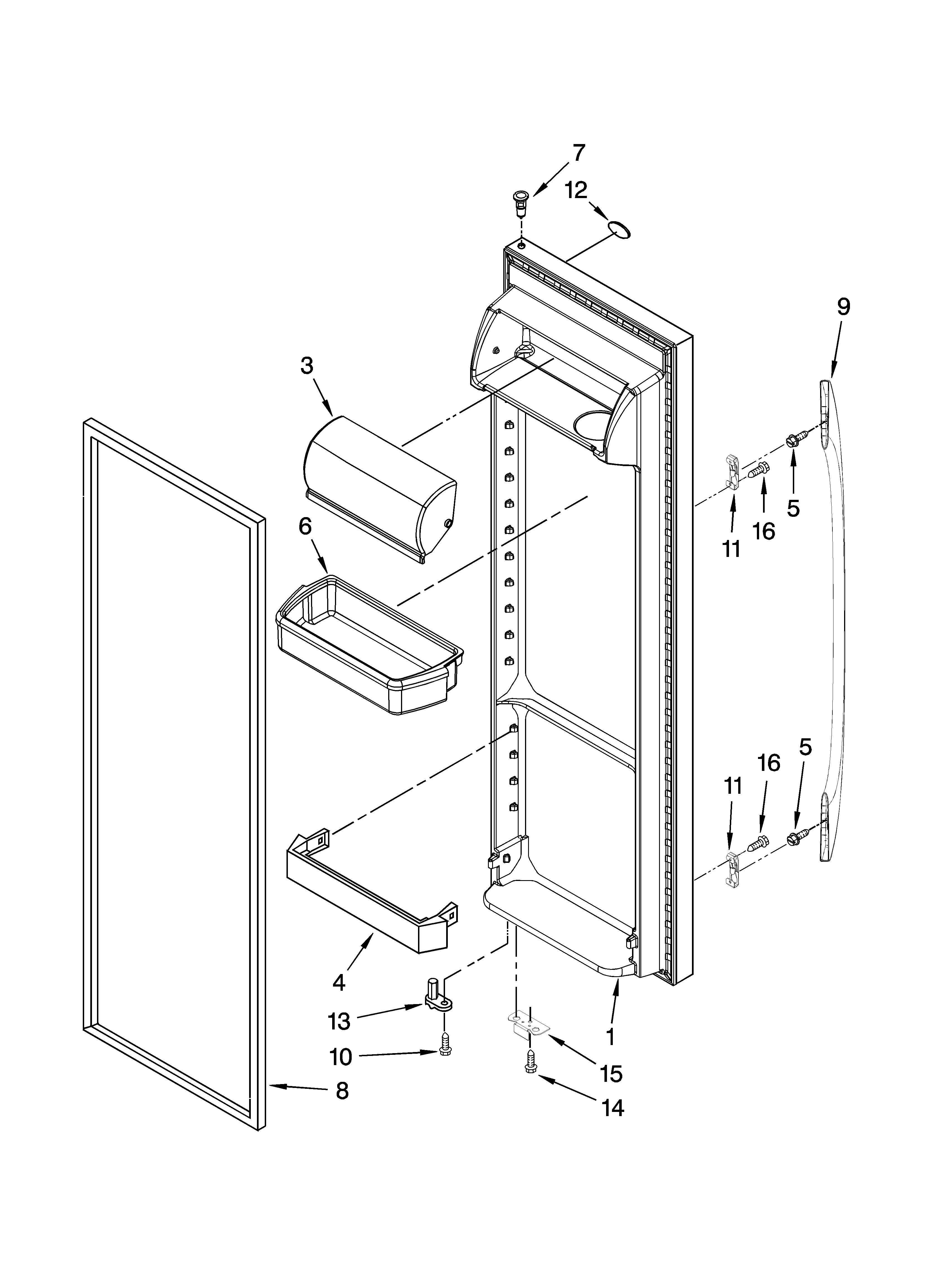 Whirlpool ED2FHAXSB05 refrigerator door parts diagram