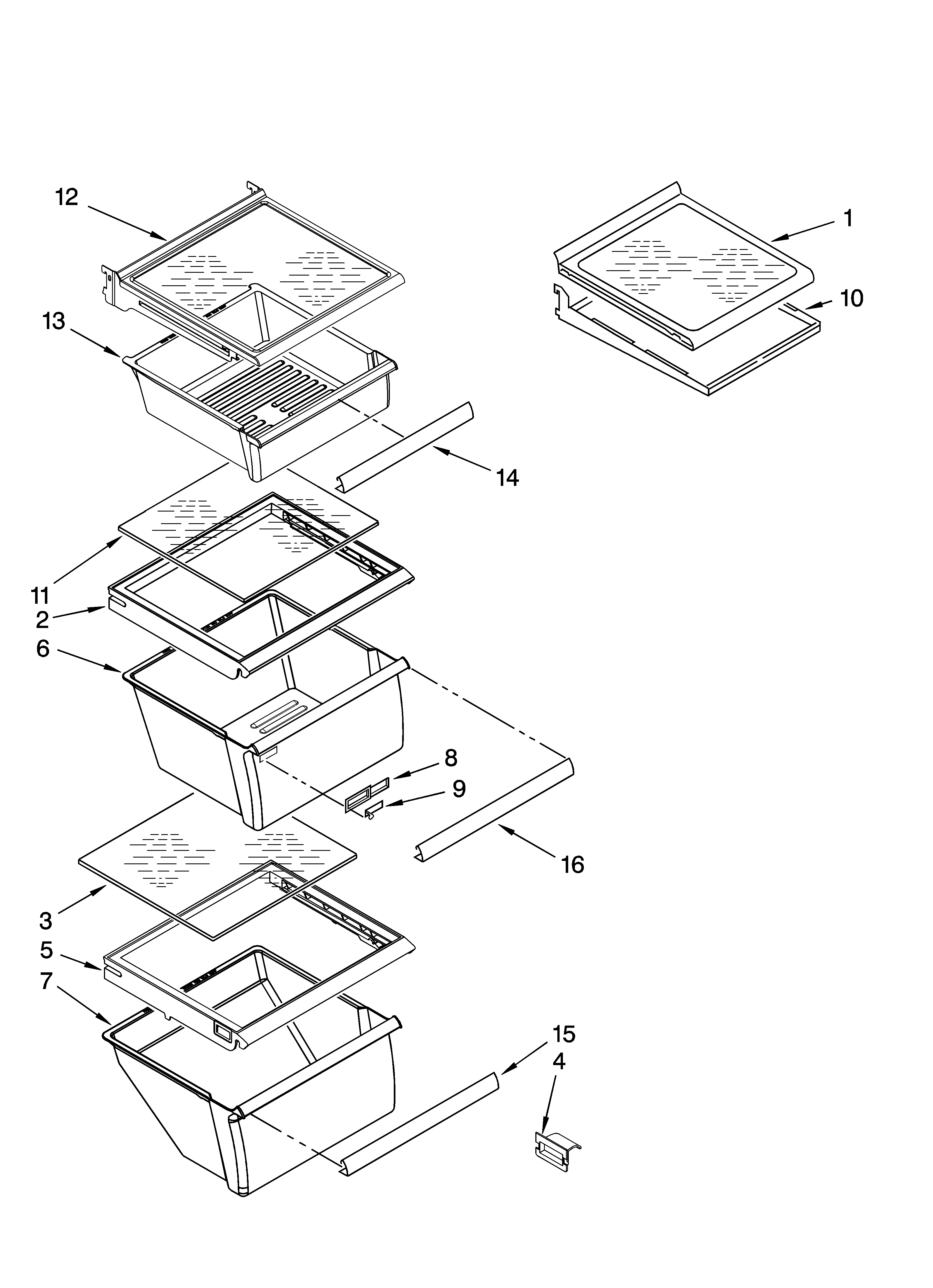 Whirlpool ED2FHEXTB03 refrigerator shelf parts diagram