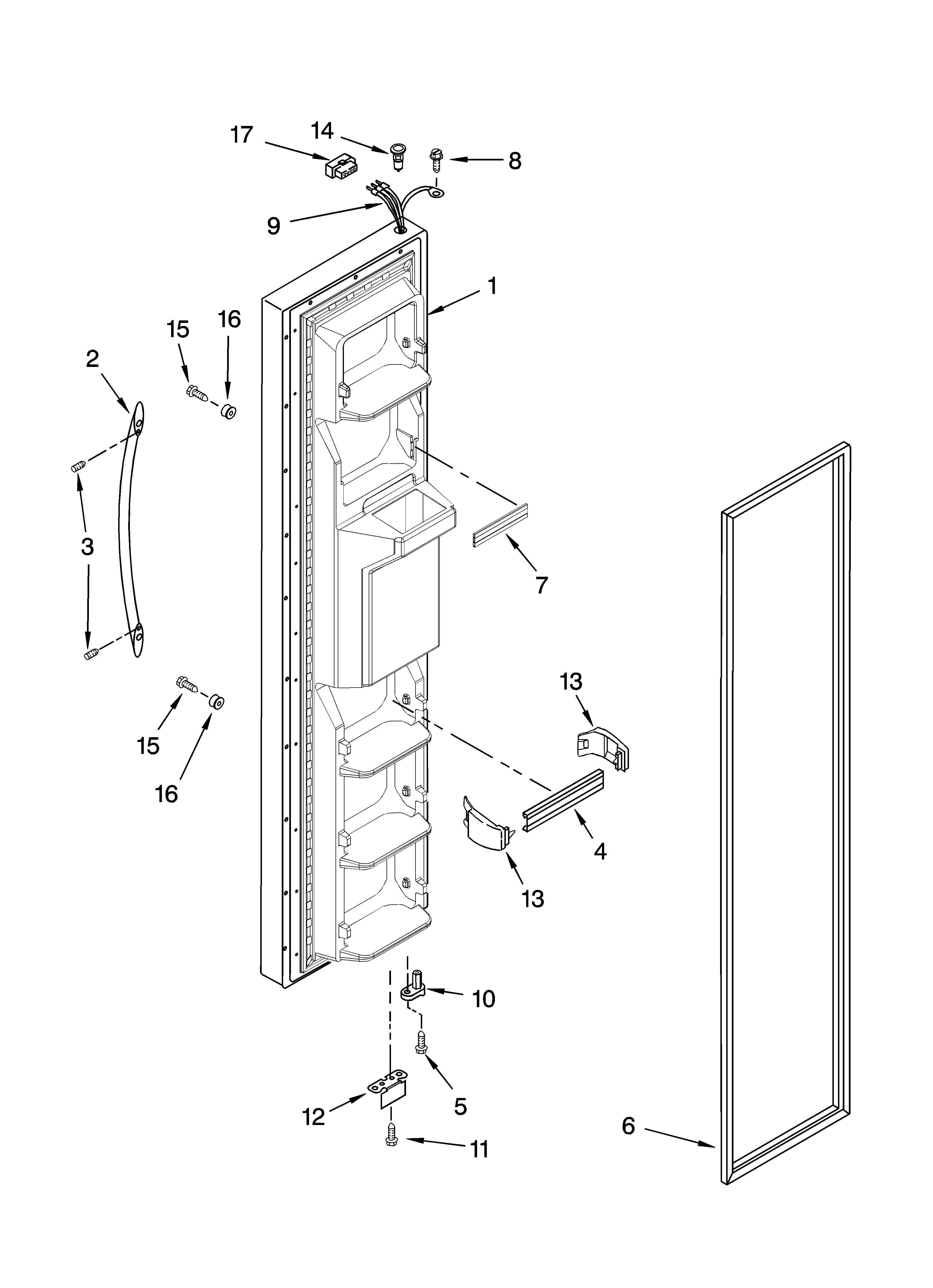 Whirlpool ED2FHEXTB03 freezer door parts diagram