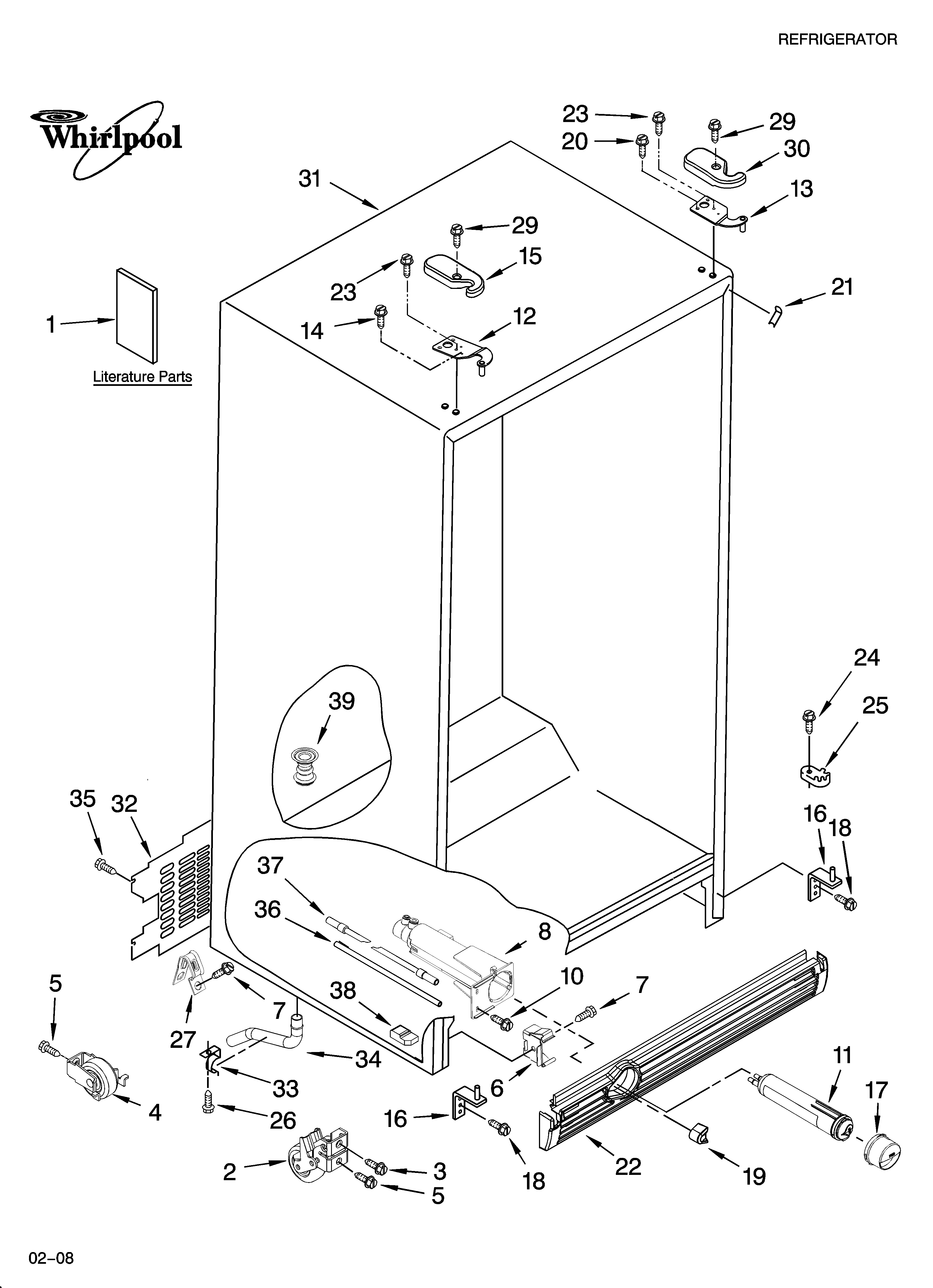 Whirlpool ED5FHEXST03 cabinet parts diagram