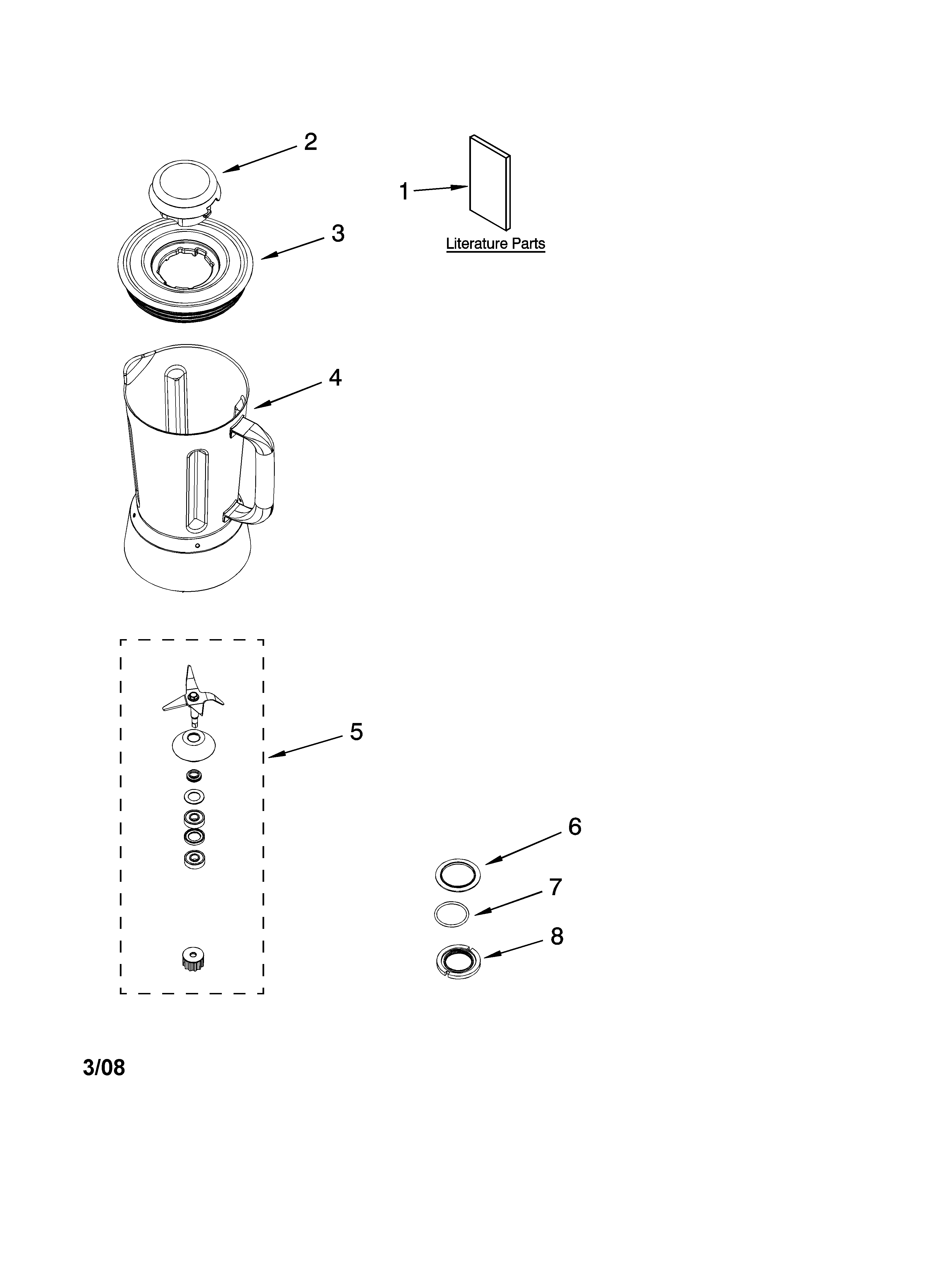 KitchenAid KCB148SGR0 jar assembly parts diagram