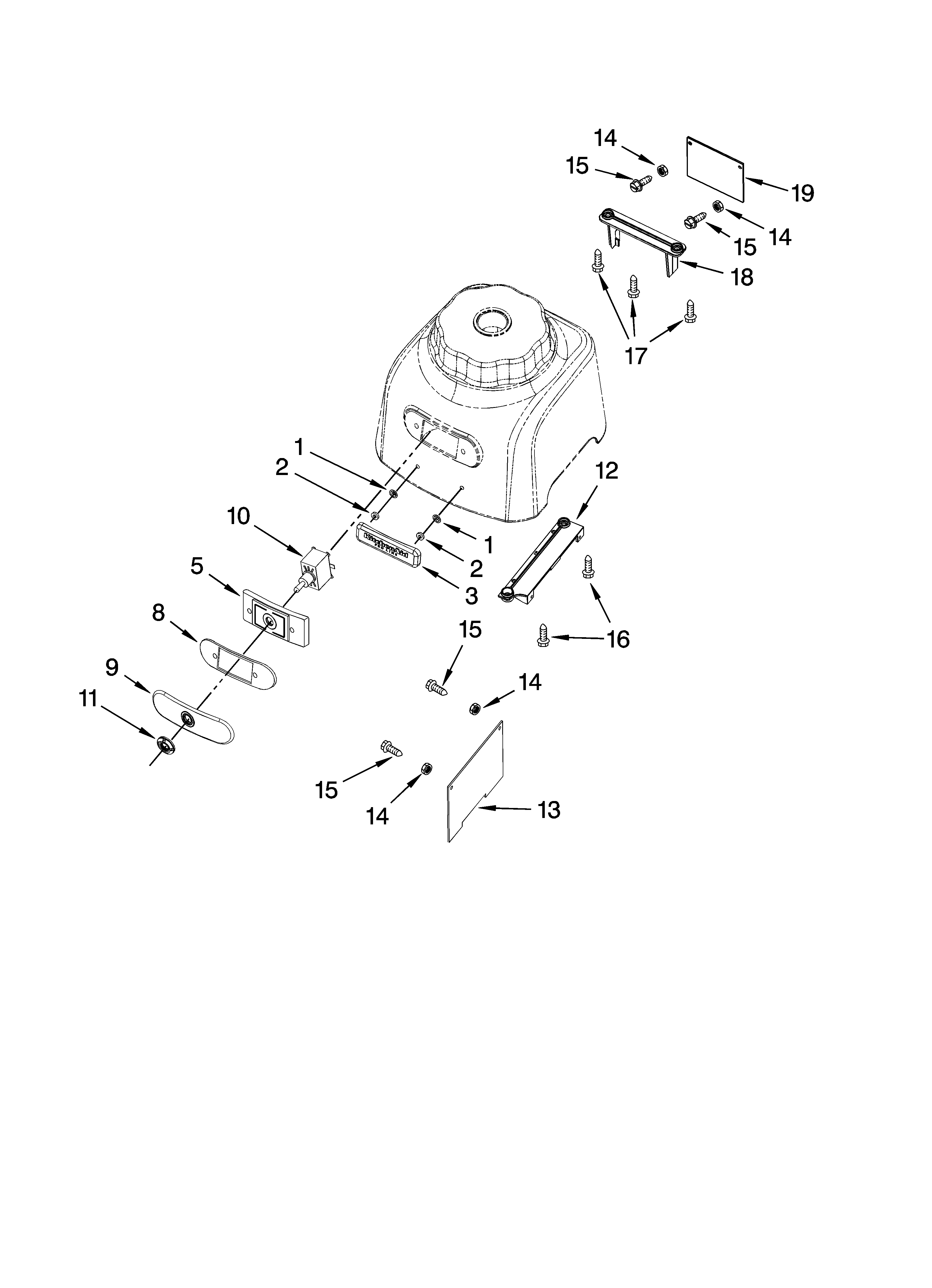 KitchenAid KCB148SGR0 escutcheon and control parts diagram