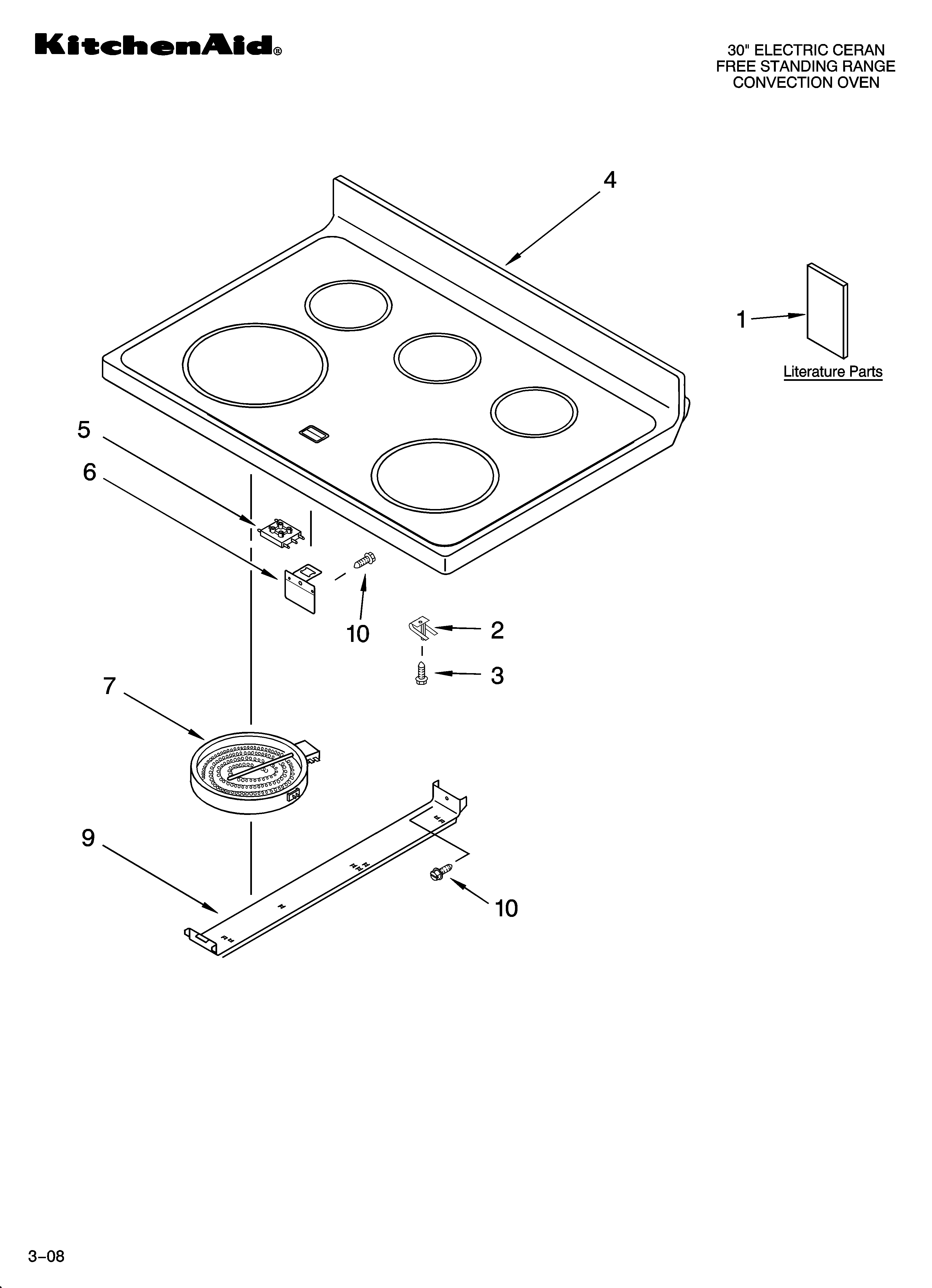KitchenAid YKERA205PB6 cooktop parts diagram