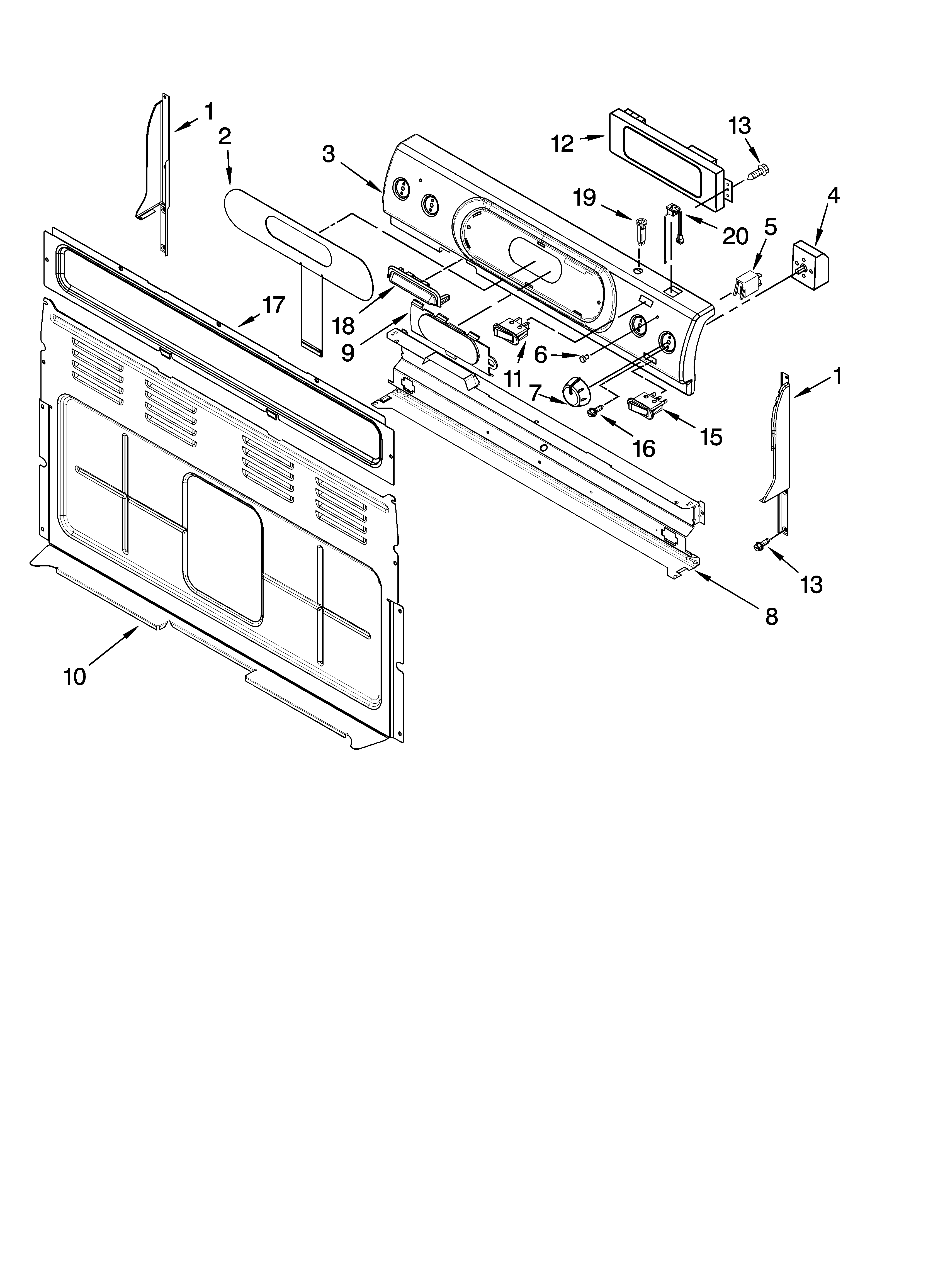 KitchenAid YKERA205PB6 control panel parts diagram