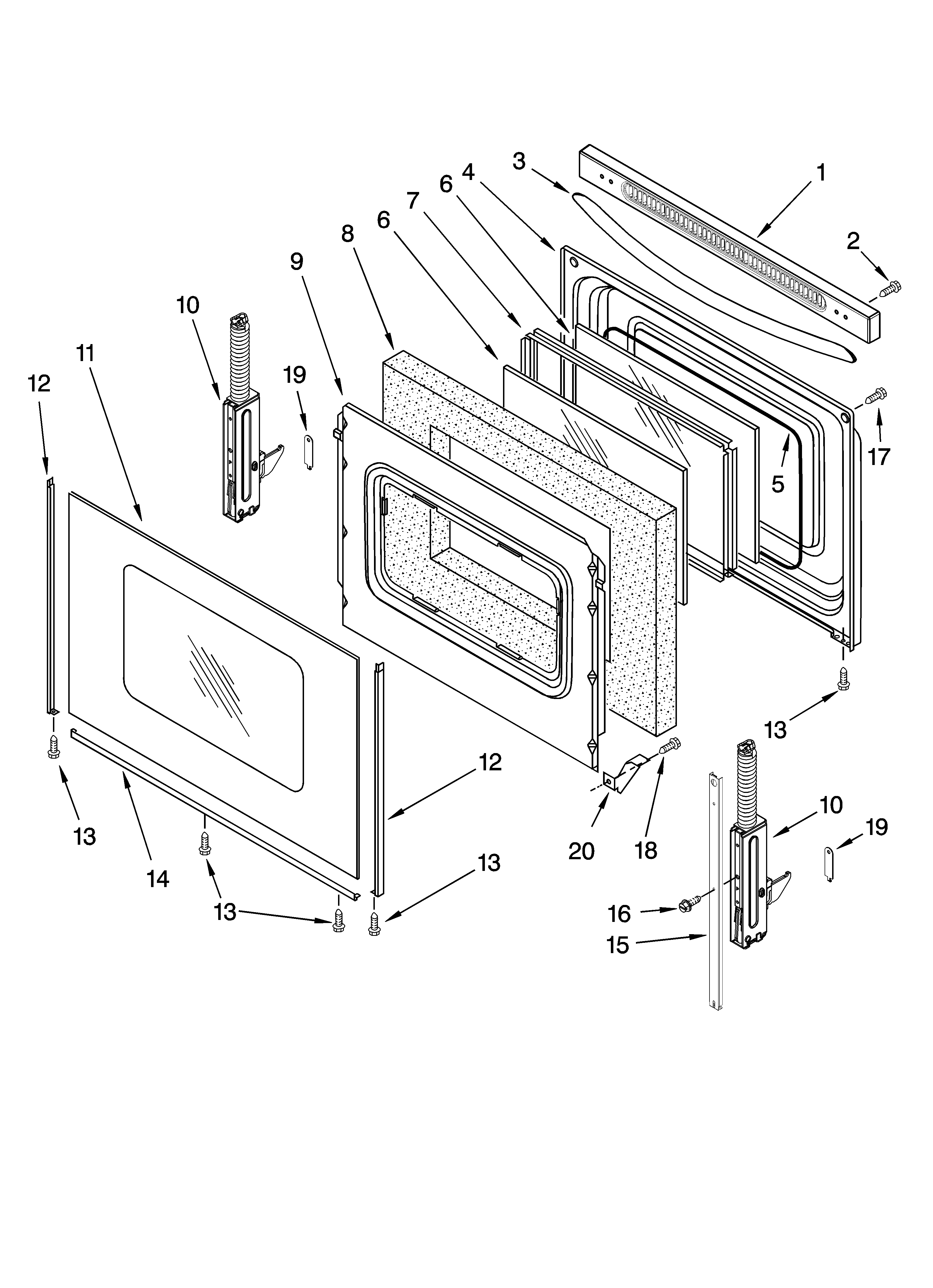 KitchenAid YKERA205PB6 door parts diagram