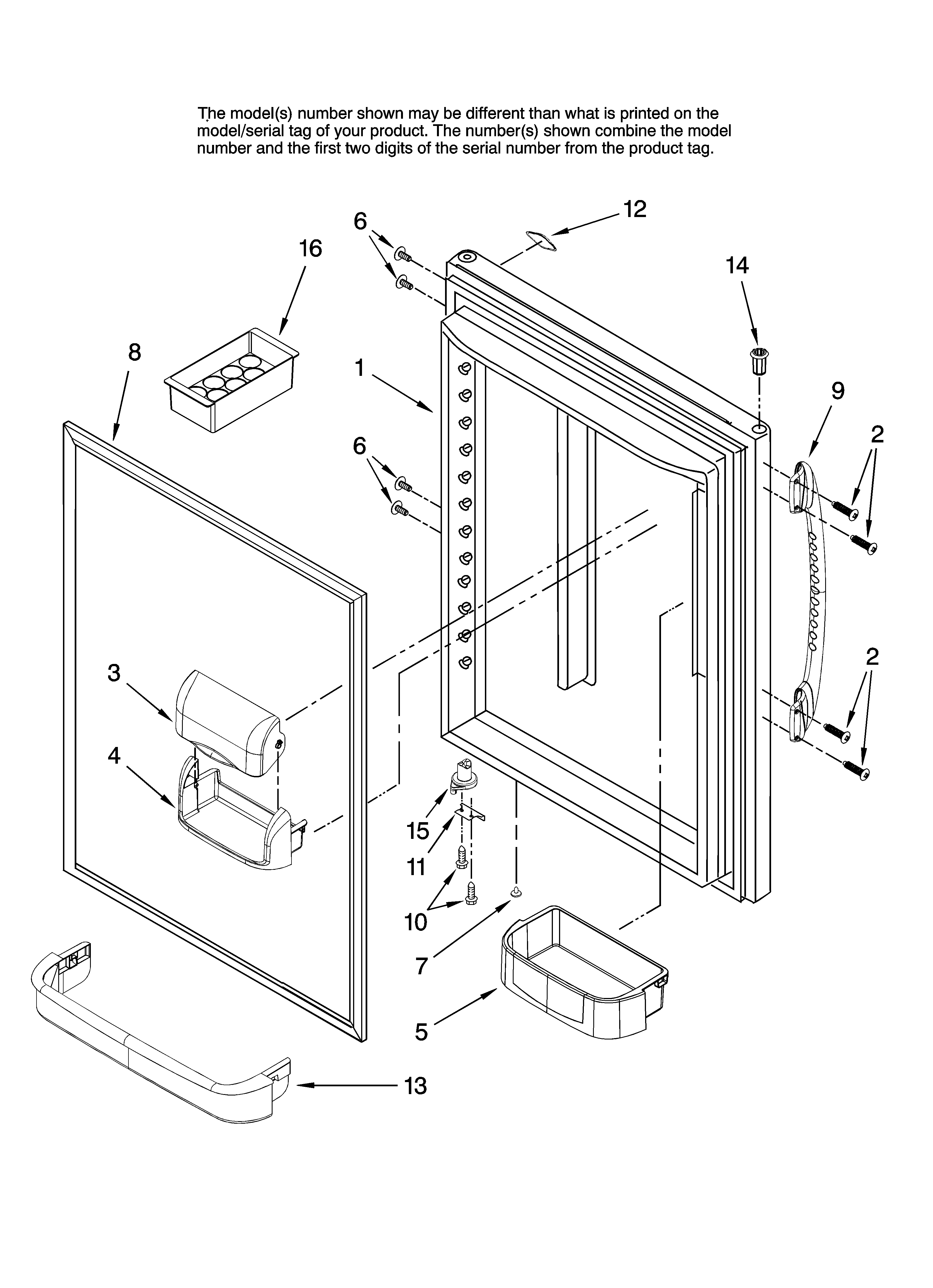 Maytag MBF2562HEB13 refrigerator door parts diagram