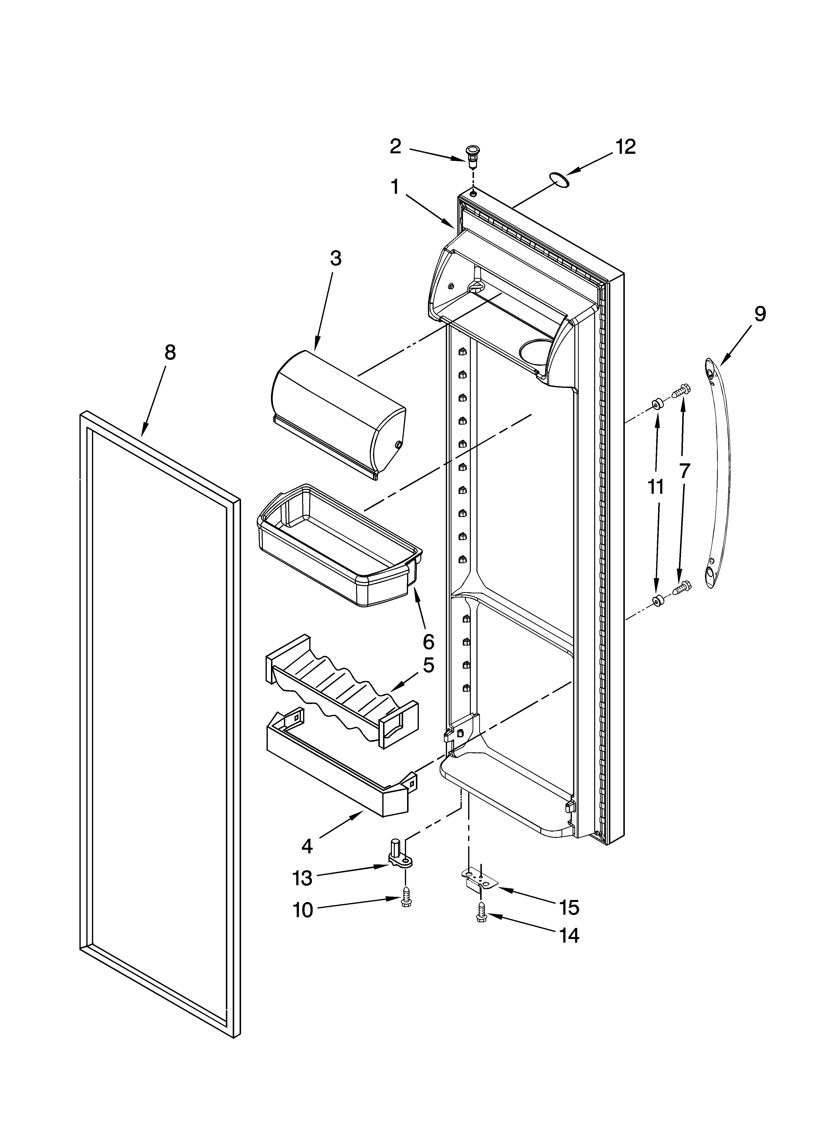 Maytag MSD2269KEB02 refrigerator door parts diagram