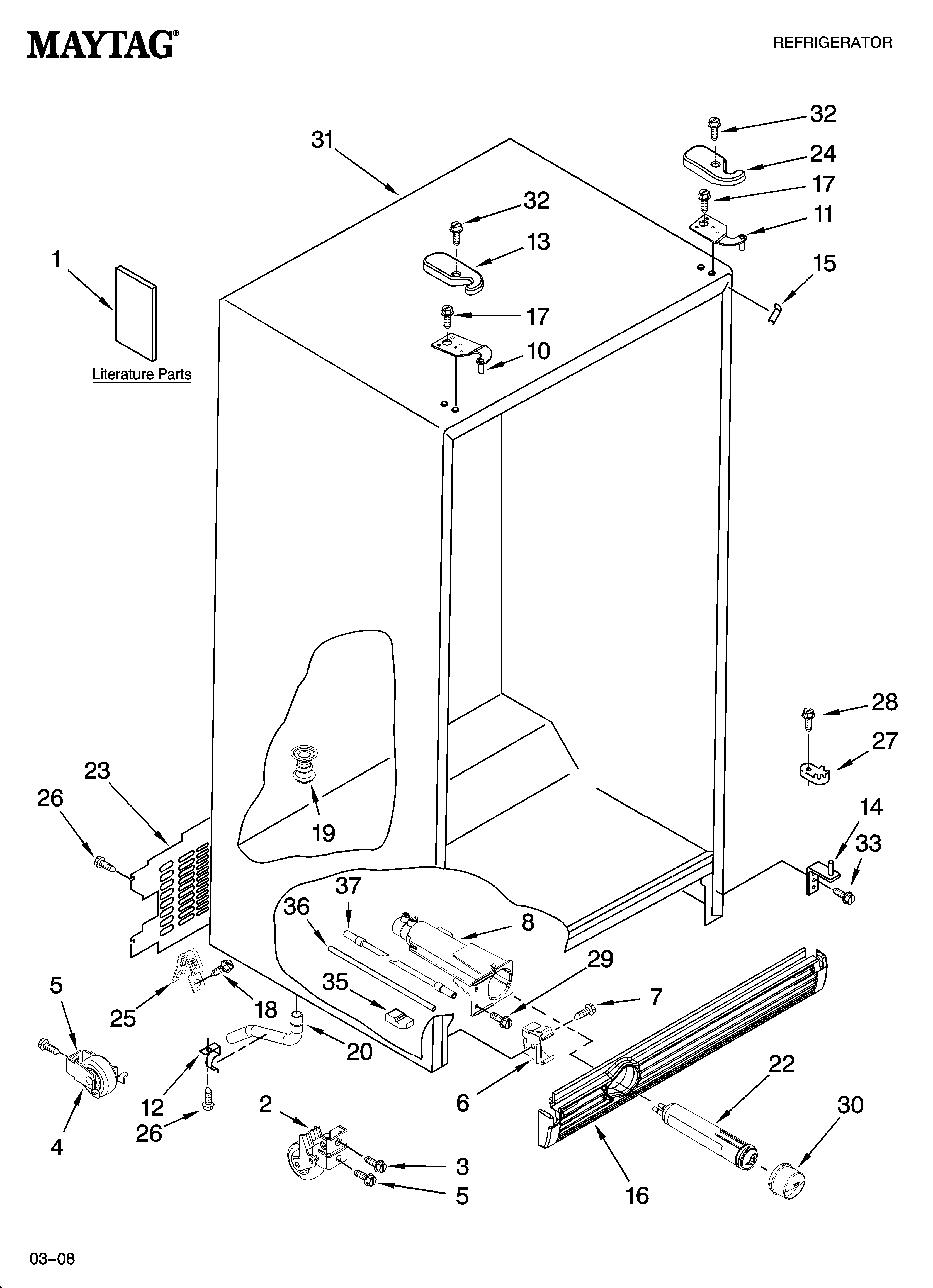 Maytag MSD2658KGW02 cabinet parts diagram