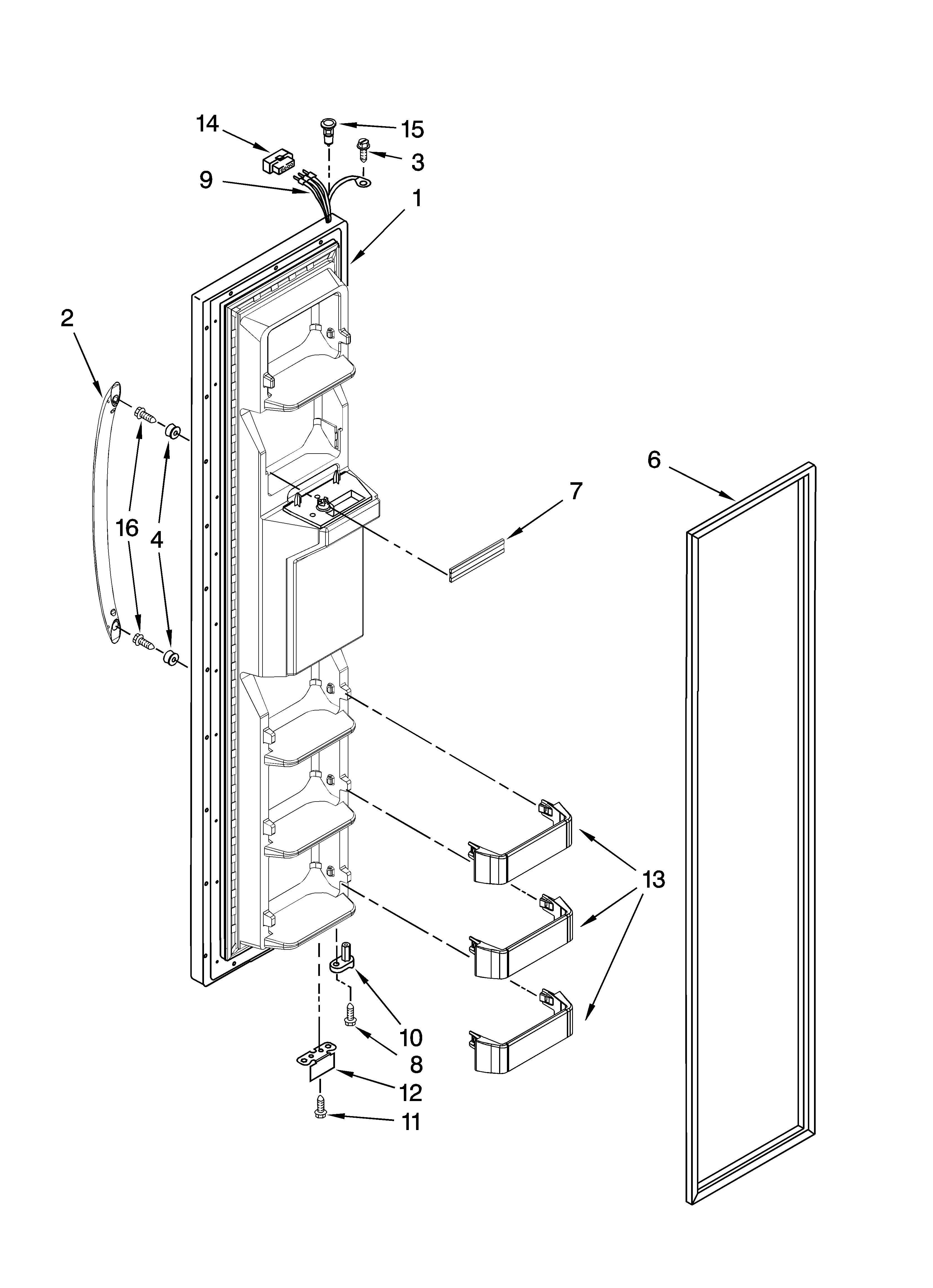 Maytag MSD2658KGW02 freezer door parts diagram
