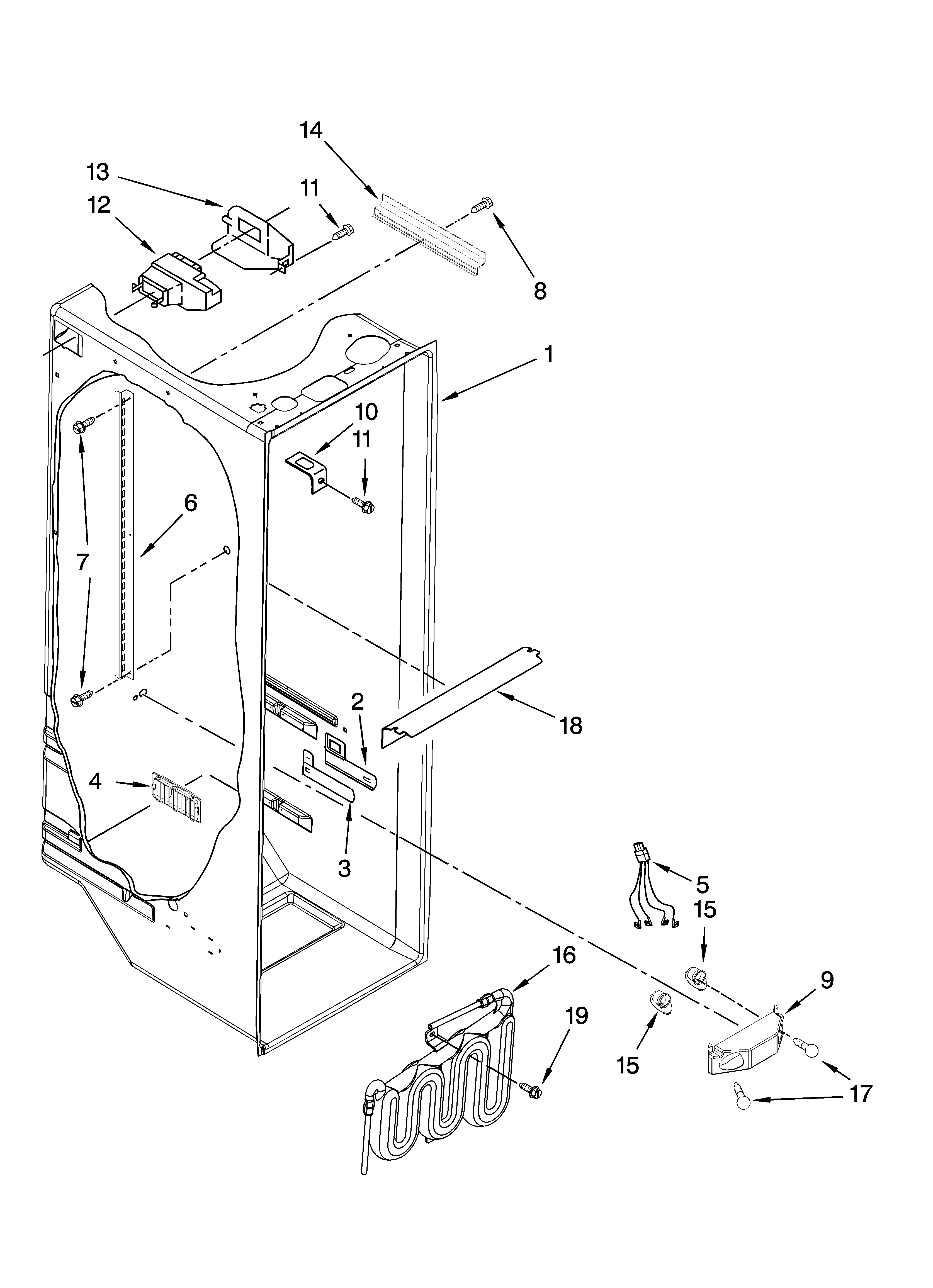Whirlpool 7GS2FHAXTA02 refrigerator liner parts diagram