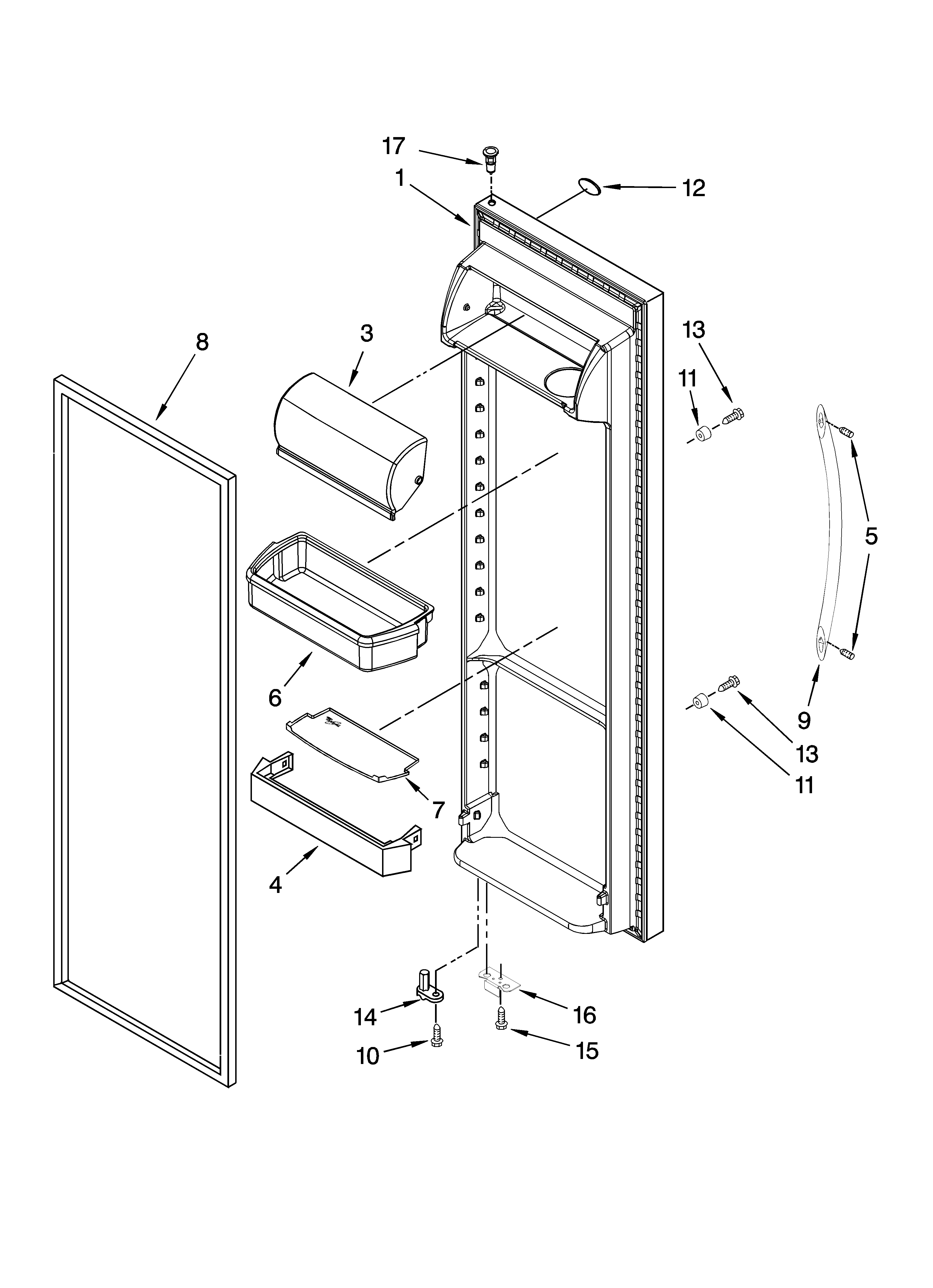 Whirlpool 7GS2FHAXTA02 refrigerator door parts diagram