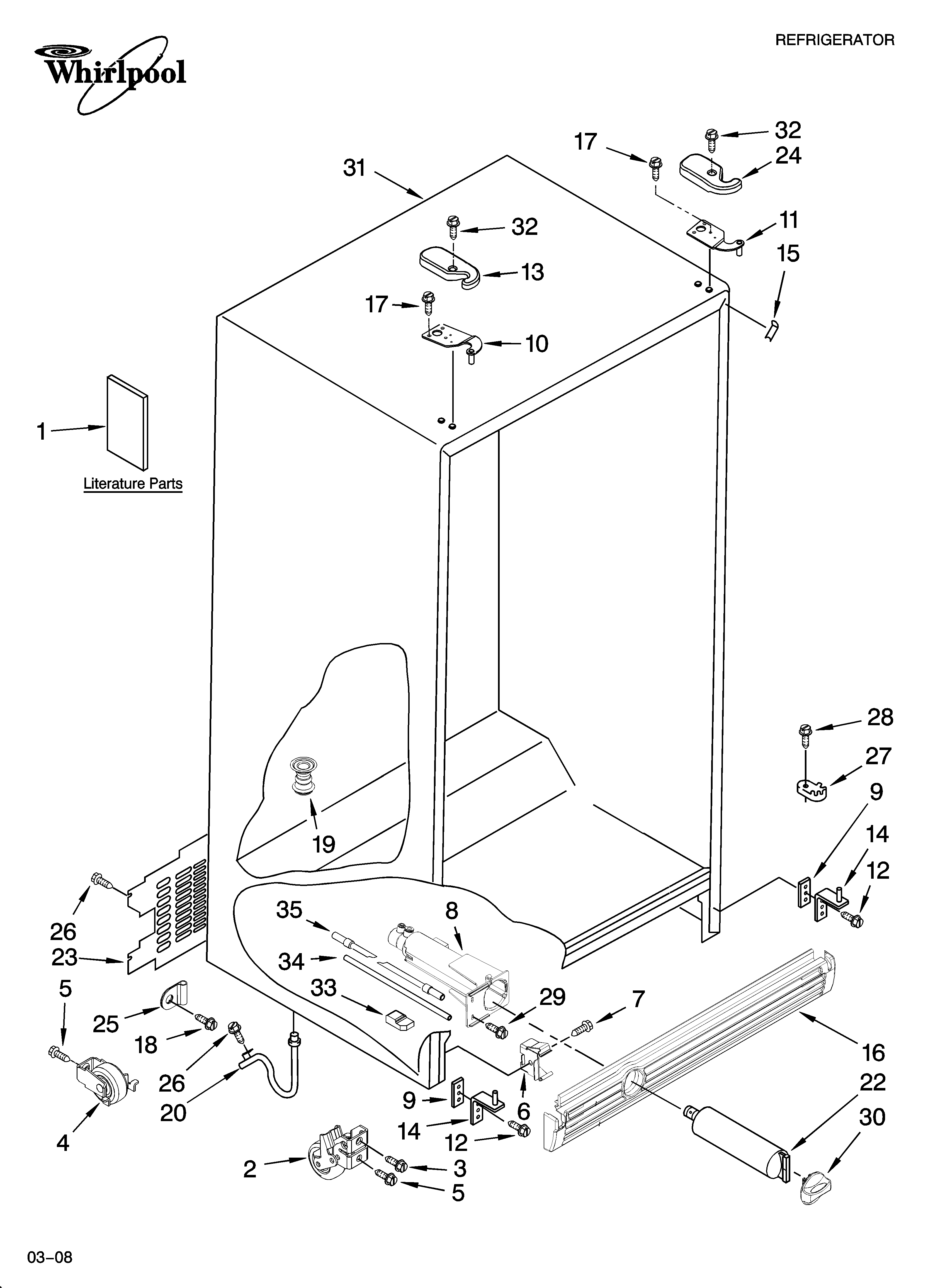 Whirlpool 7GS2SHEXPQ04 cabinet parts diagram