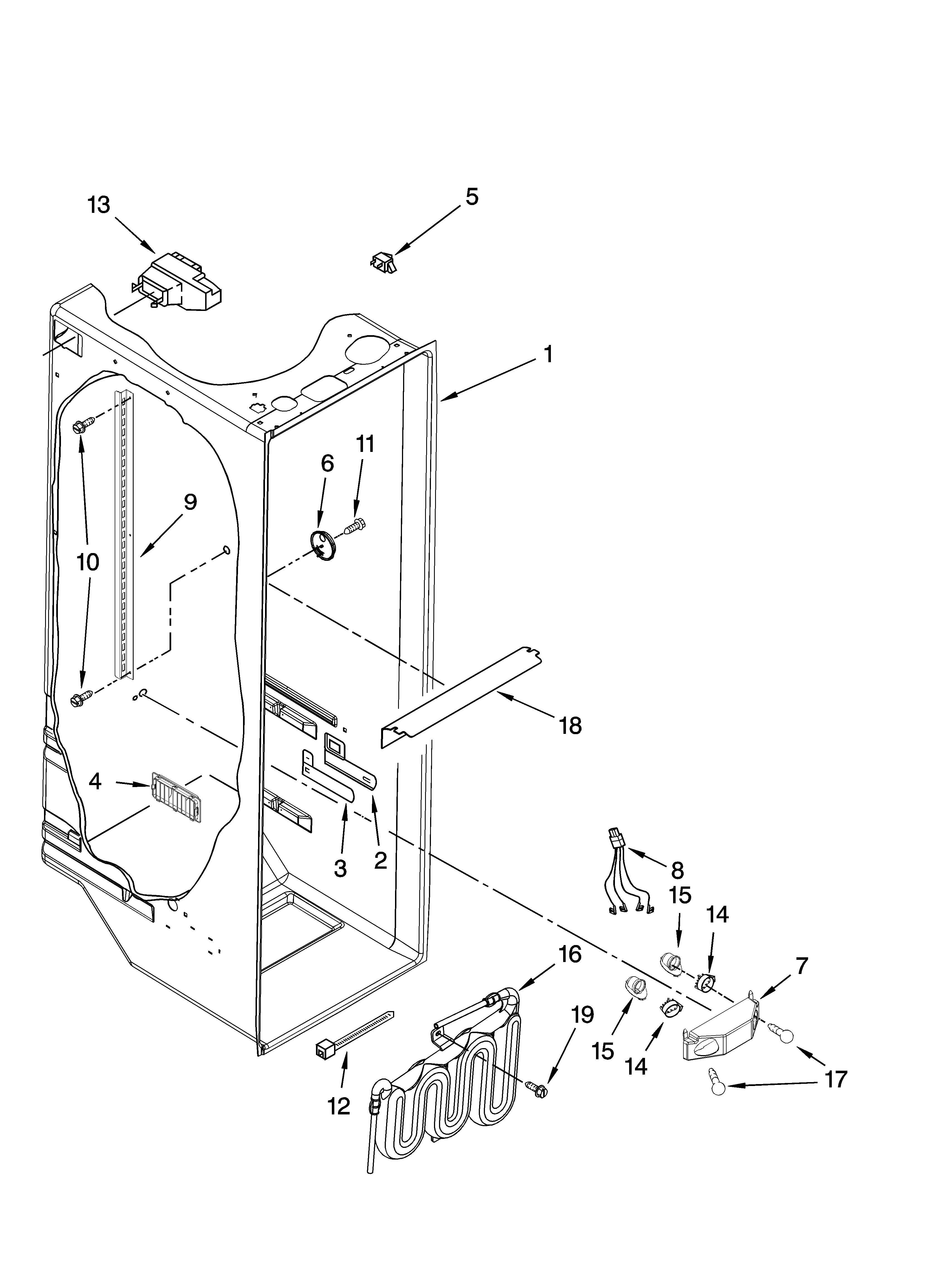 Whirlpool 7GS2SHEXPQ04 refrigerator liner parts diagram