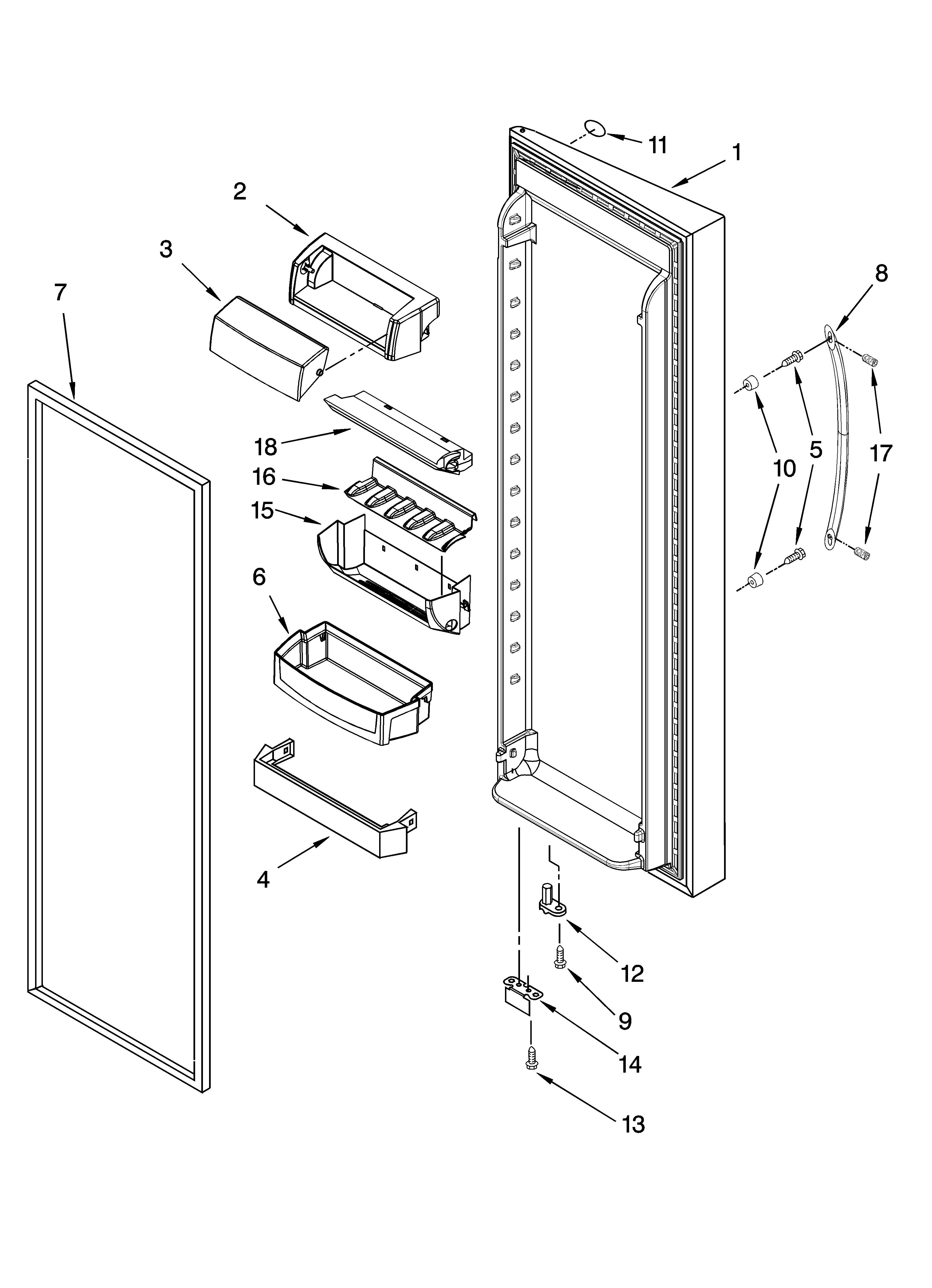 Whirlpool 7GS2SHEXPQ04 refrigerator door parts diagram