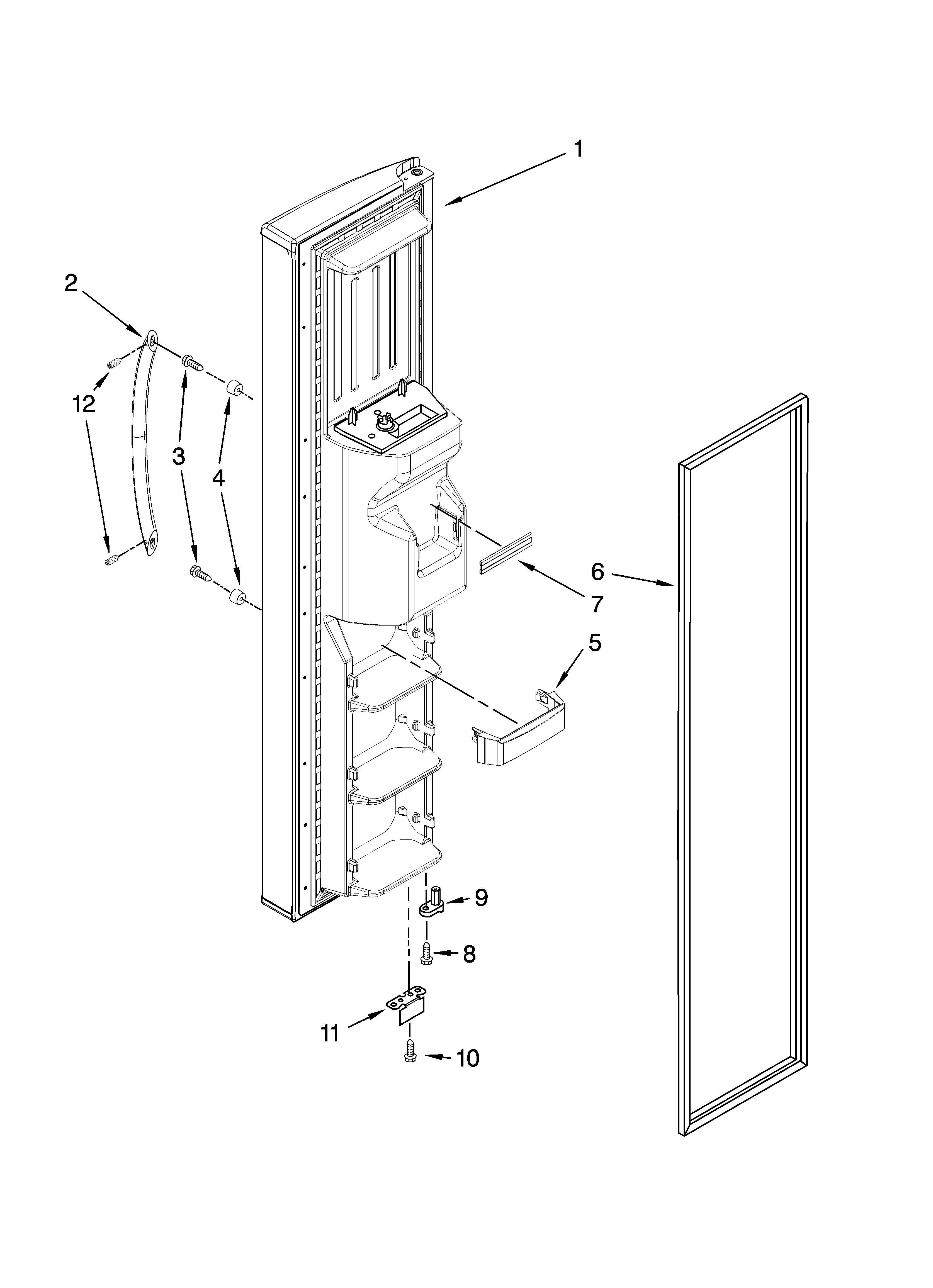 Whirlpool 7GS2SHEXPQ04 freezer door parts diagram