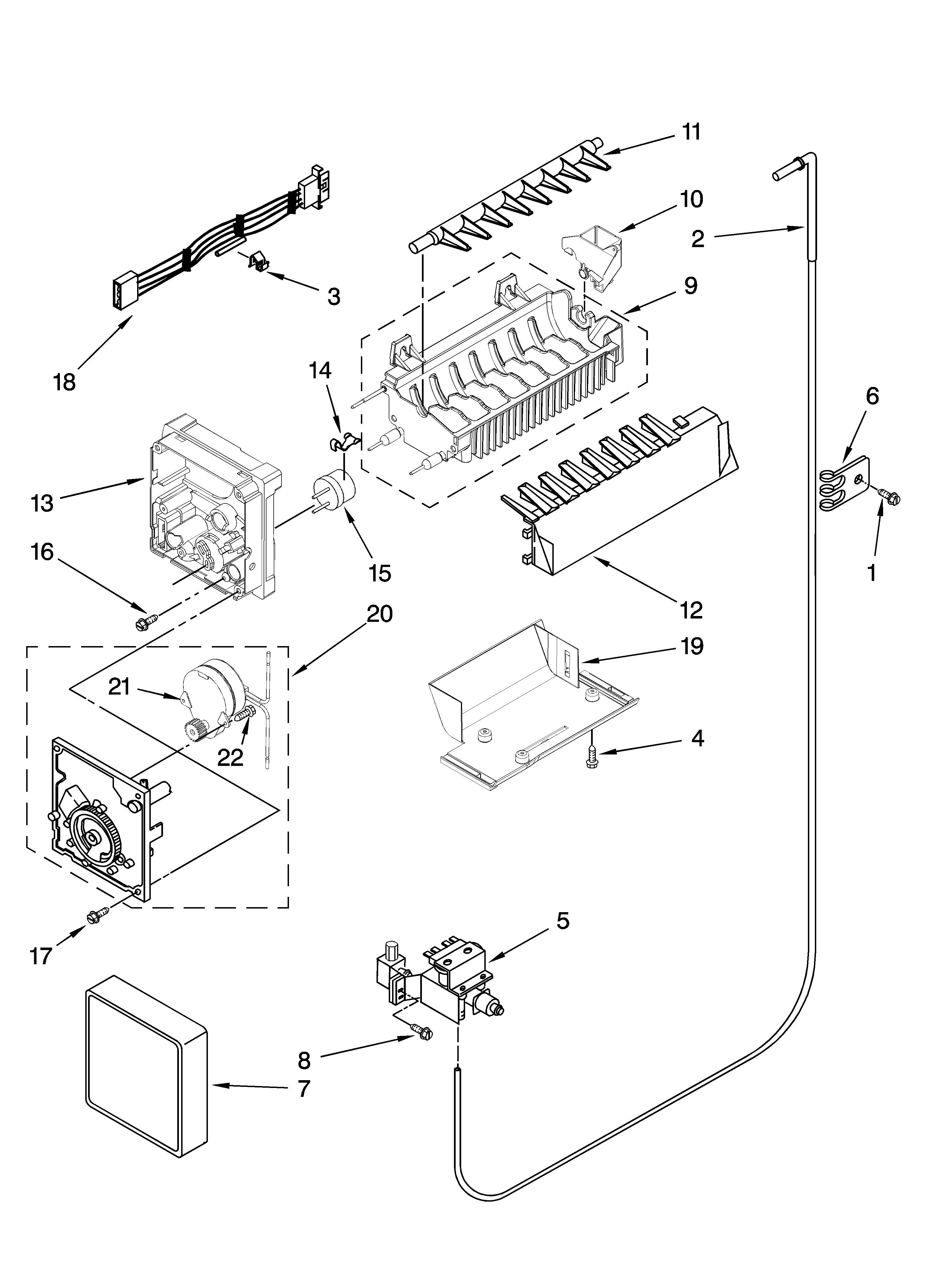 Whirlpool 7GS2SHEXPQ04 icemaker parts diagram