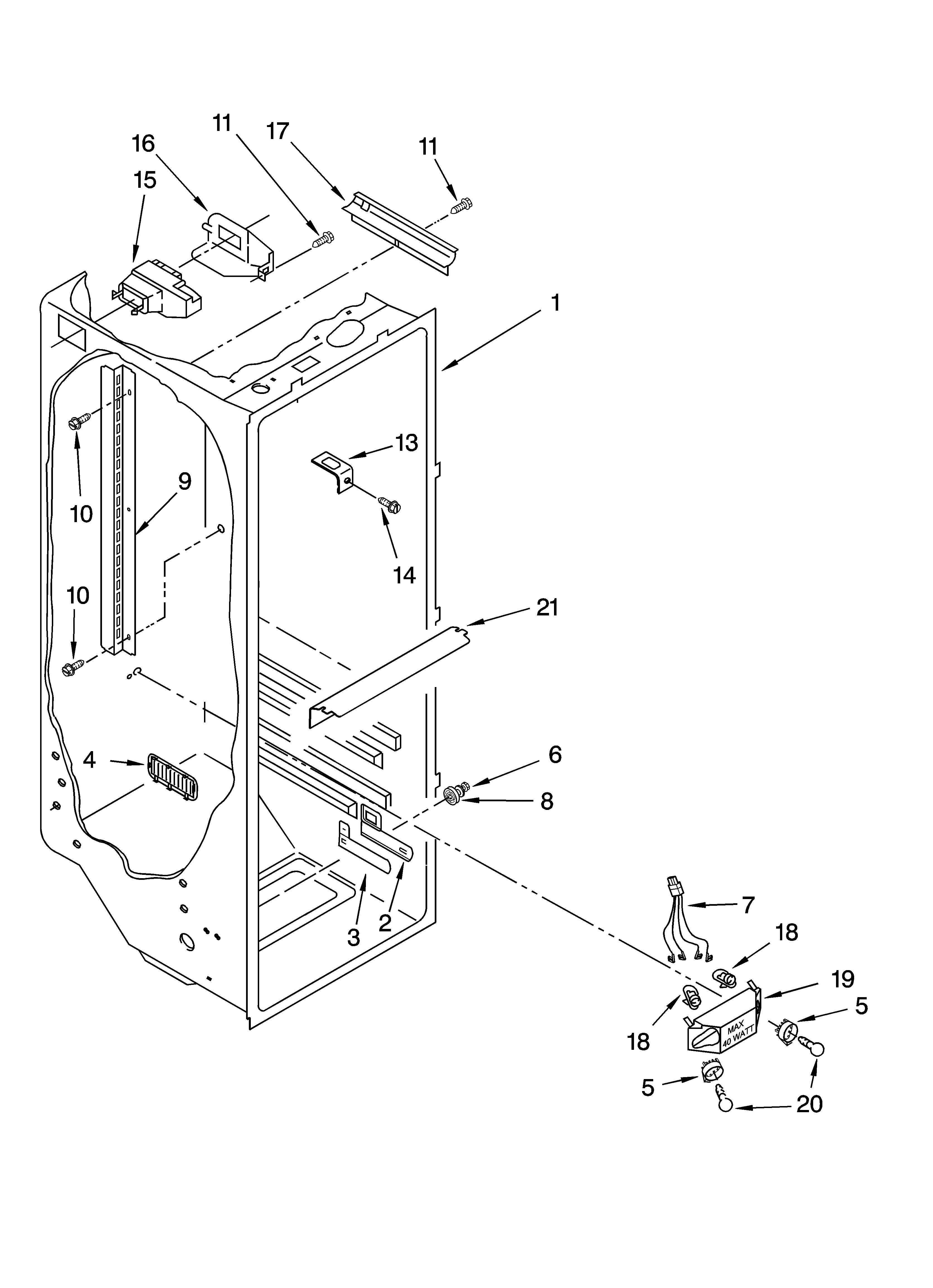 Whirlpool 8ED2FHKXVA00 refrigerator liner parts diagram