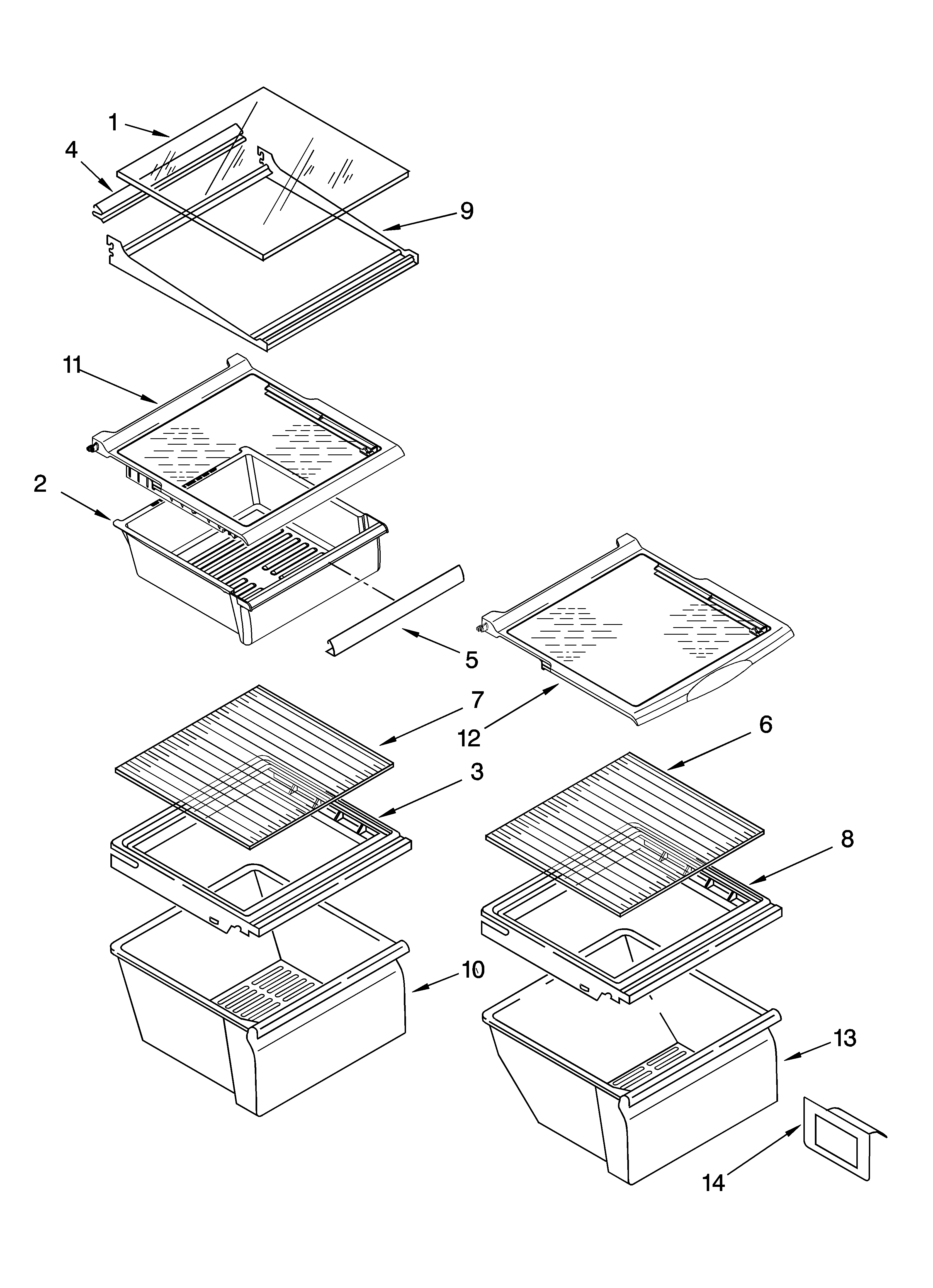 Whirlpool 8ED2FHKXVA00 refrigerator shelf parts diagram