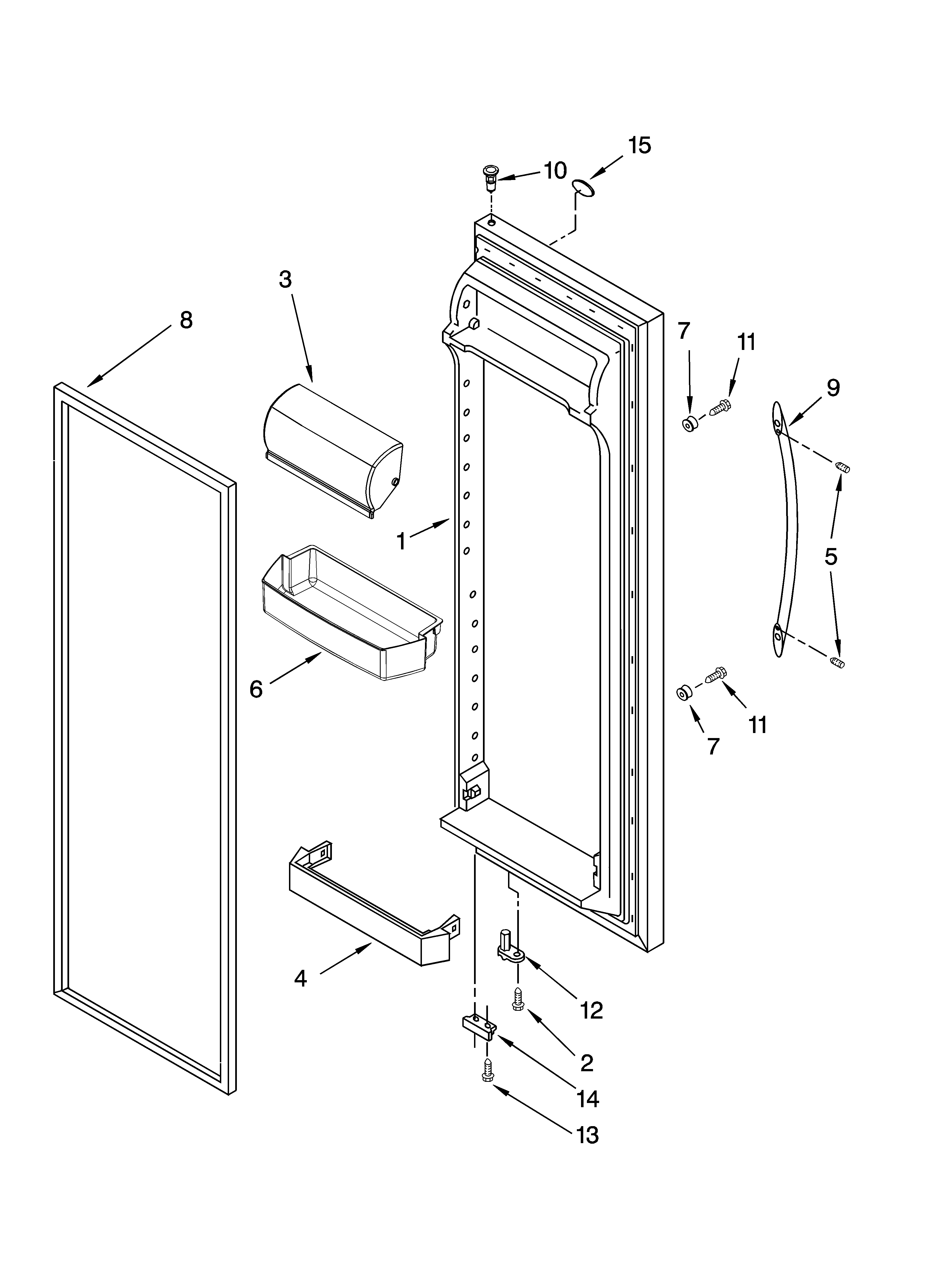 Whirlpool 8ED2FHKXVA00 refrigerator door parts diagram