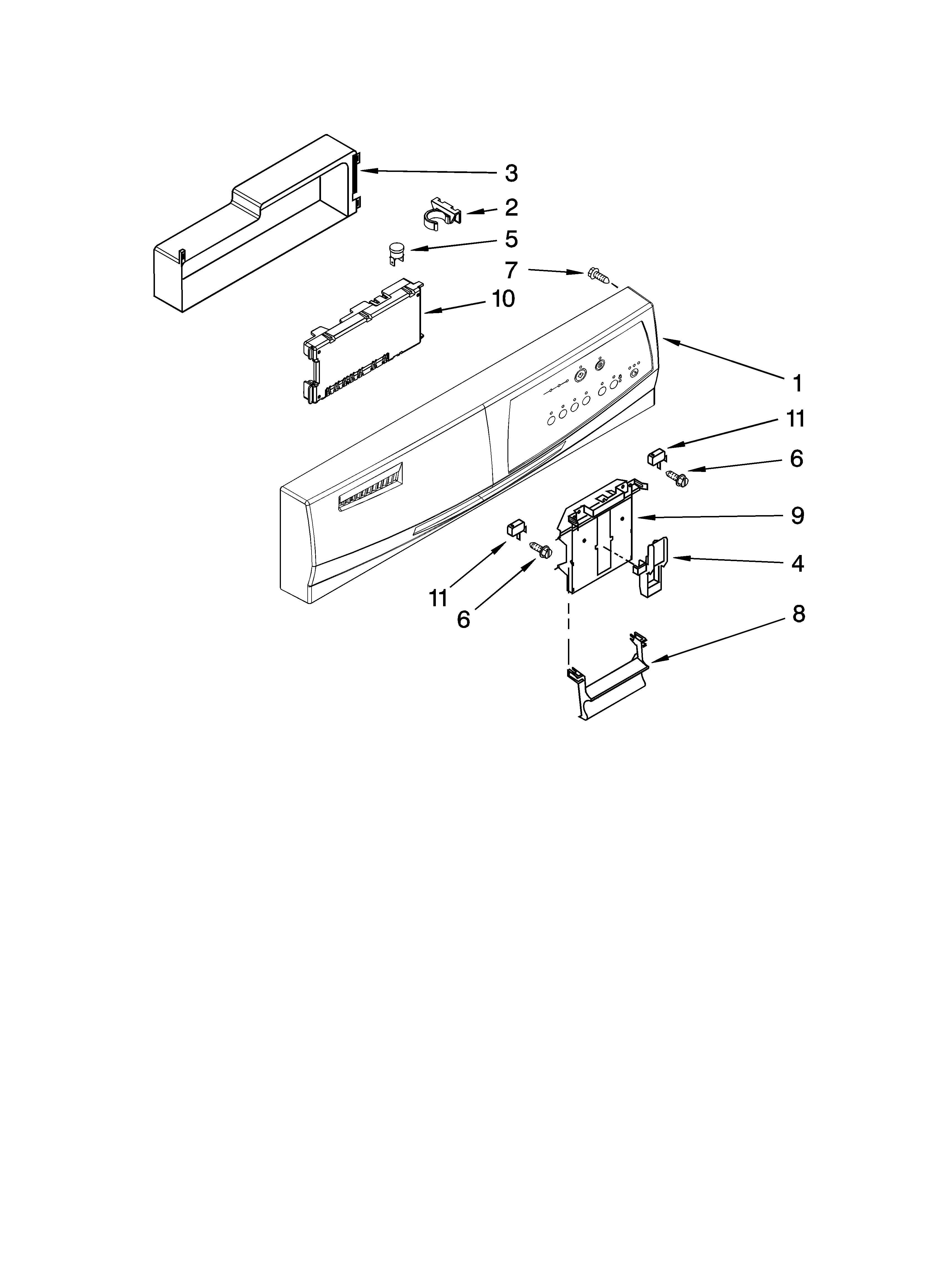 Whirlpool DU1055XTSQ3 control panel parts diagram
