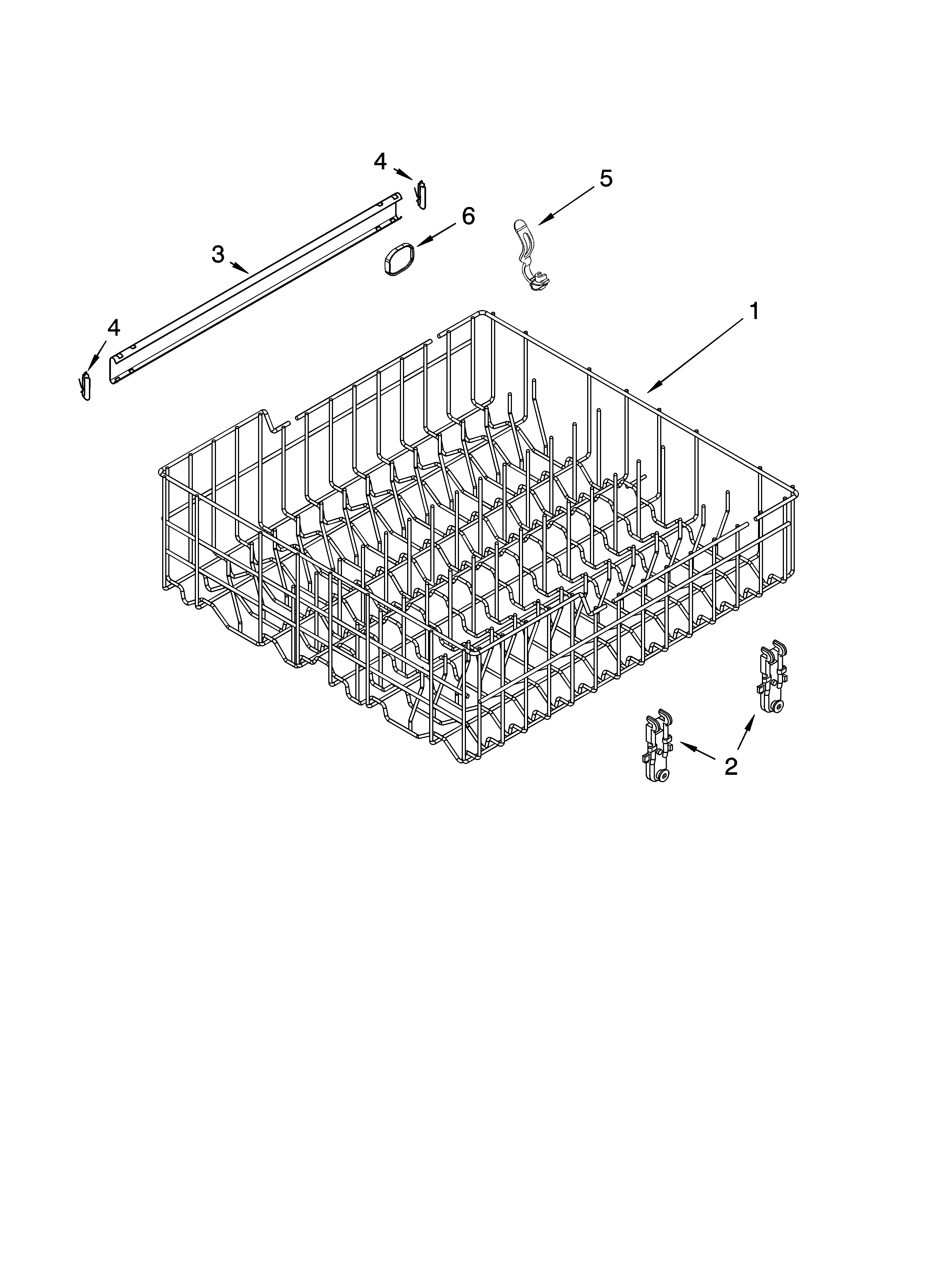 Whirlpool DU1055XTSQ3 upper rack and track parts diagram