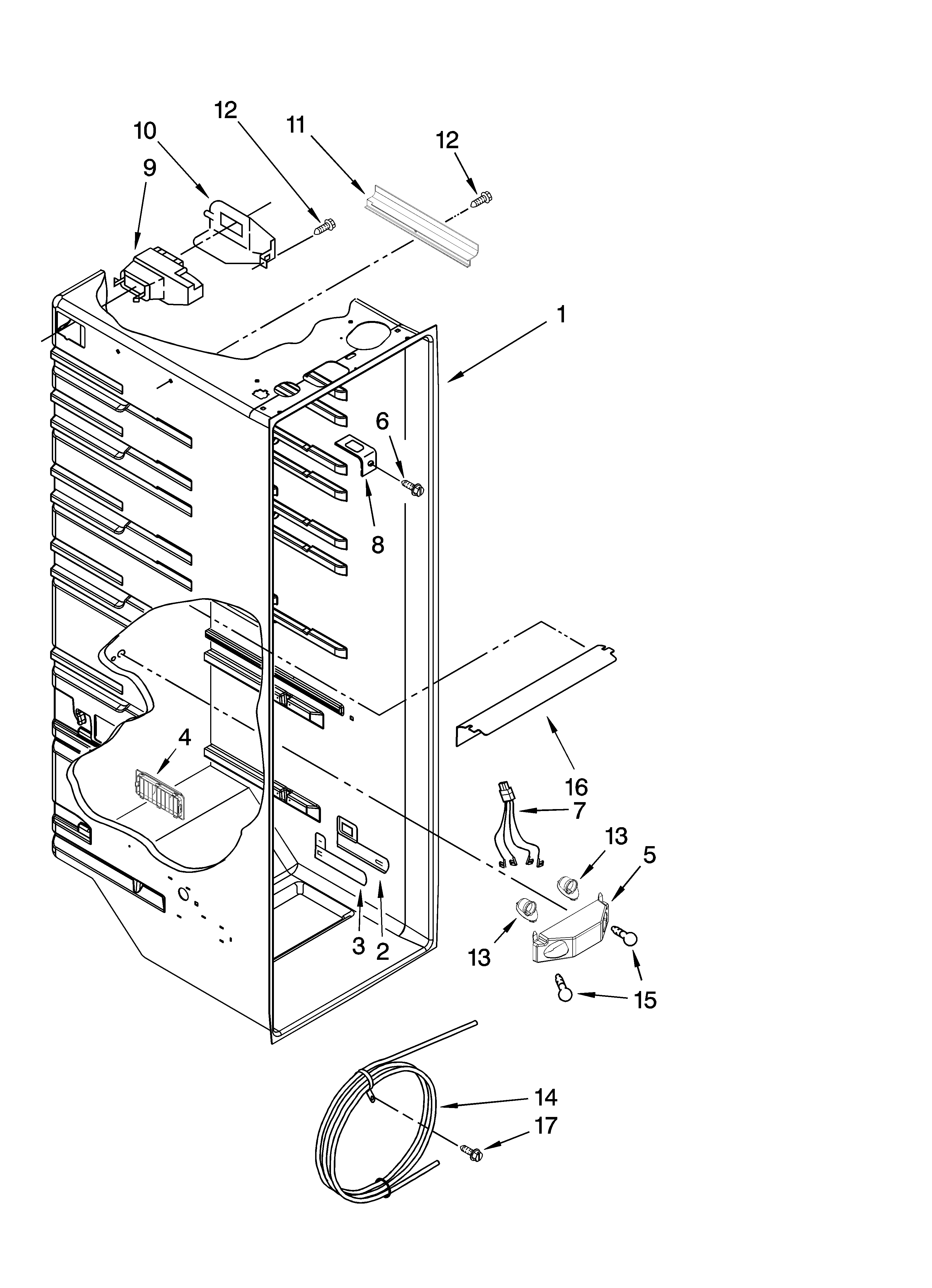 Whirlpool ED2FHEXVB00 refrigerator liner parts diagram