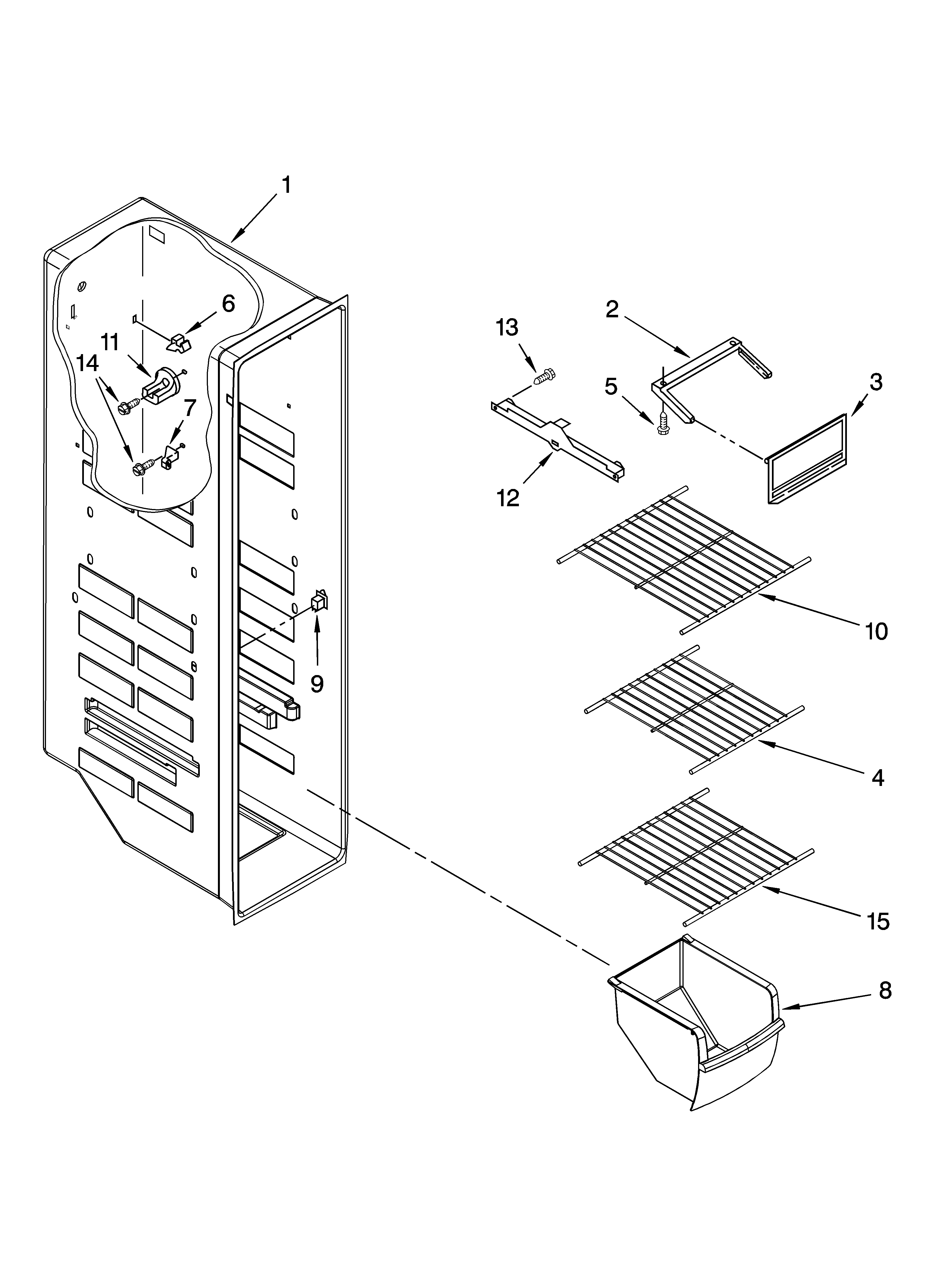 Whirlpool ED2FHEXVB00 freezer liner parts diagram