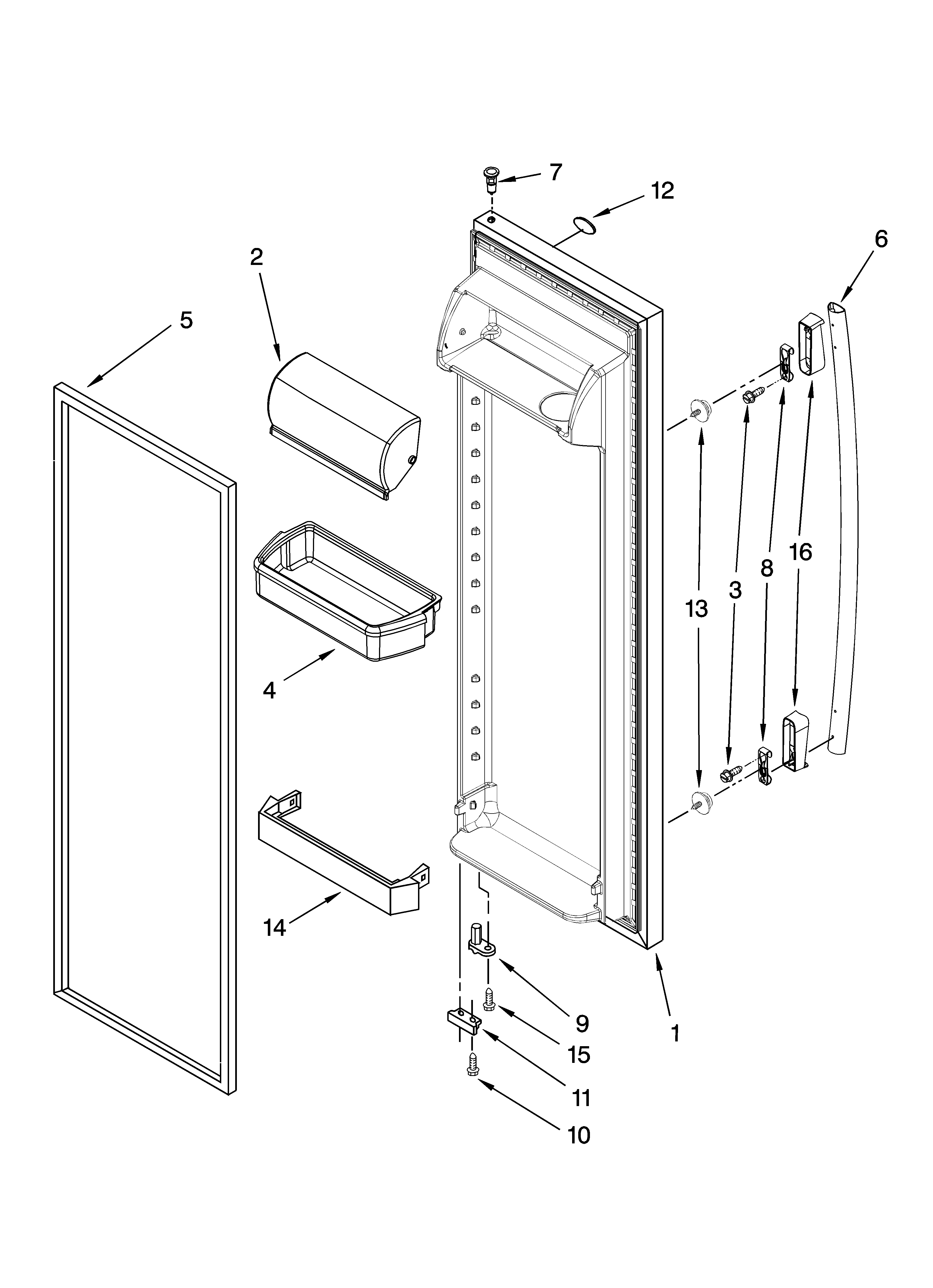 Whirlpool ED2FHEXVB00 refrigerator door parts diagram