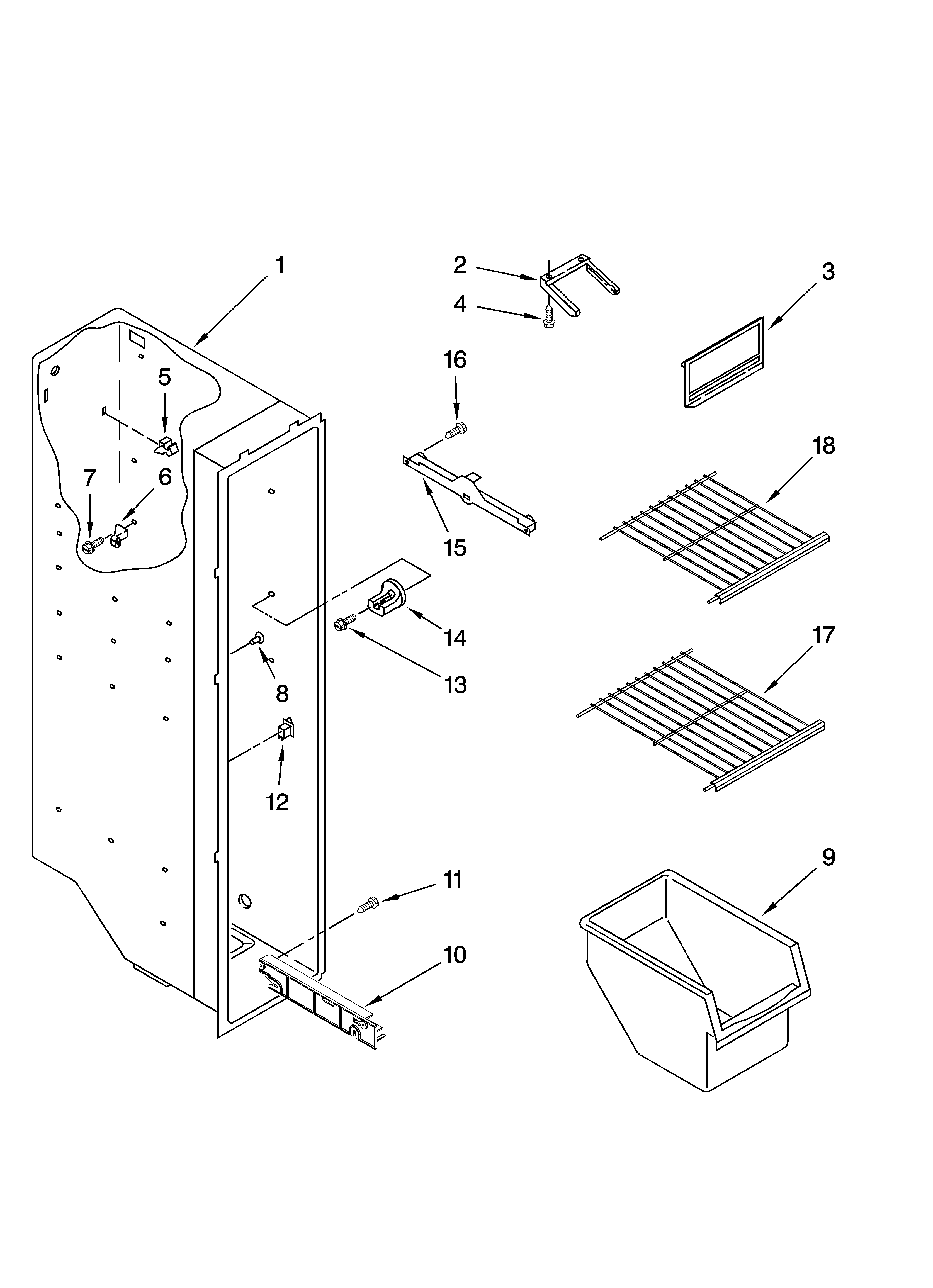 Whirlpool ED2GHEXNQ07 freezer liner parts diagram